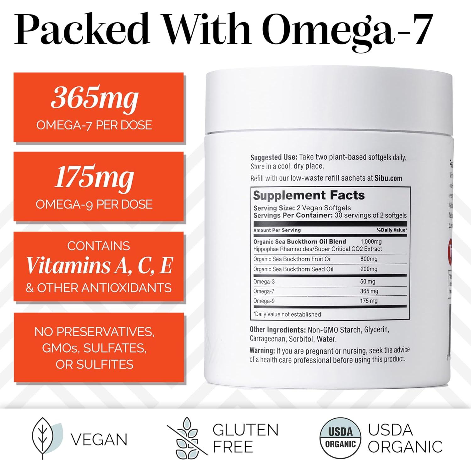 Suplemento Omega-7 Sibu 60 Softgels - Aceite Espino Marino