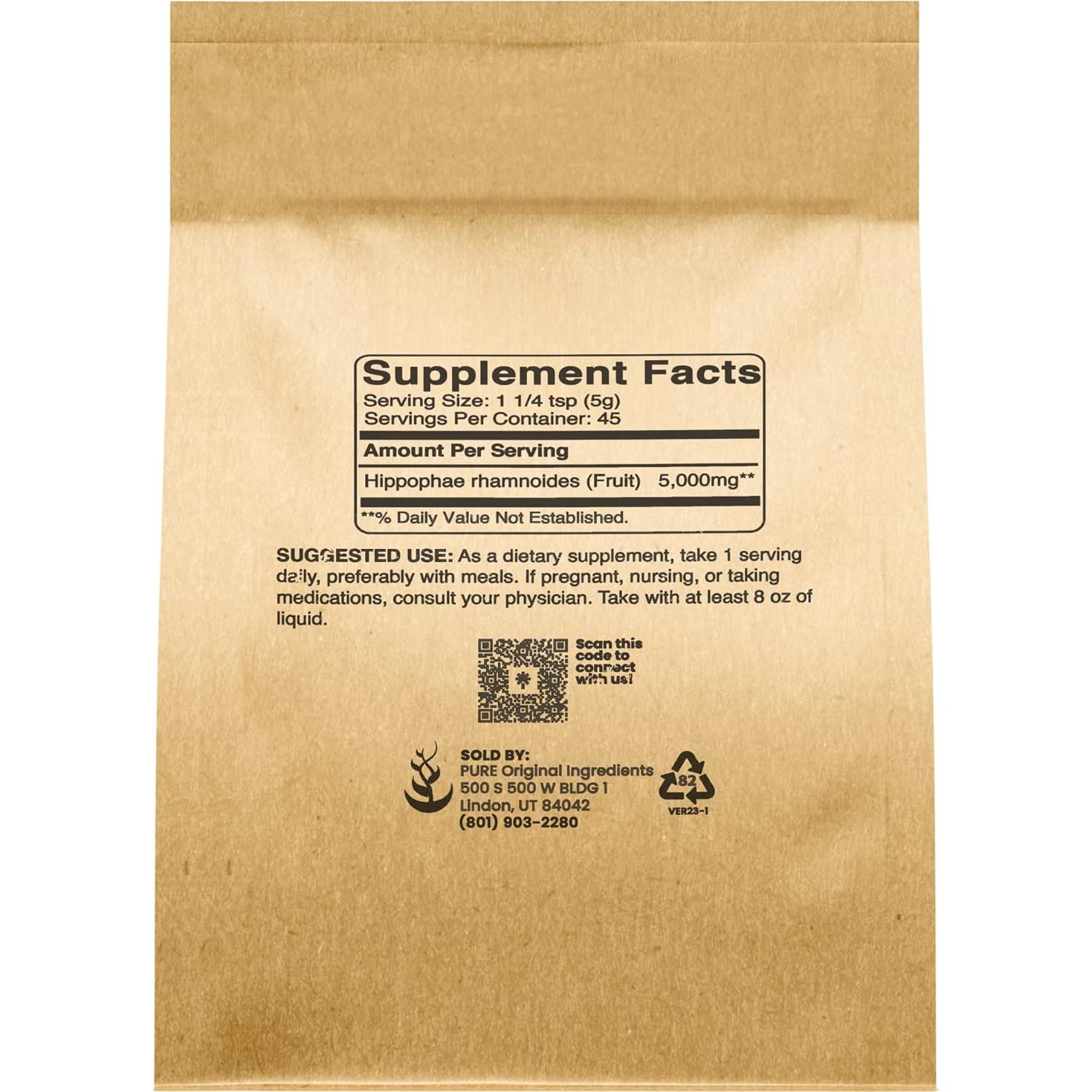 Espino Marino en Polvo 227g - Ingredientes Originales Puros - Suplemento Natural