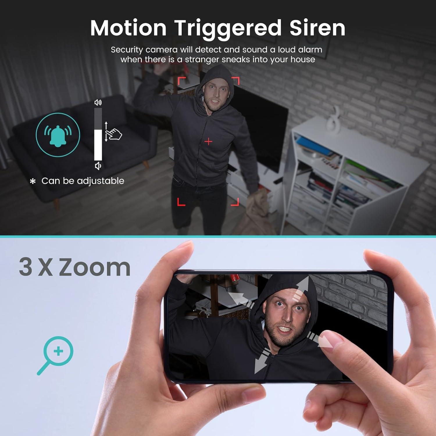 Cámara Interior Litokam 2K WiFi con Visión Nocturna