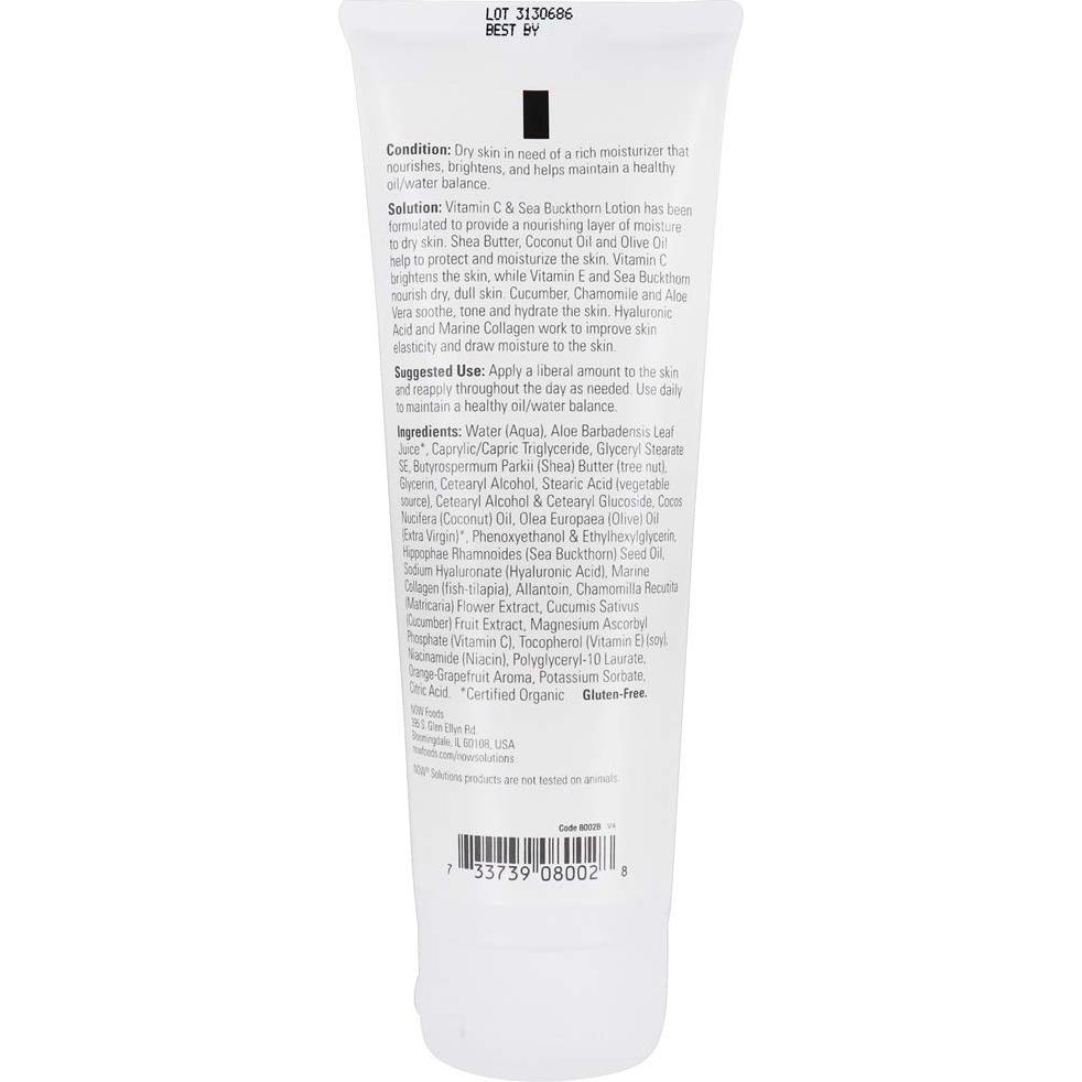 Loción Hidratante de Vitamina C y Espino Marino Now Foods 236 ml