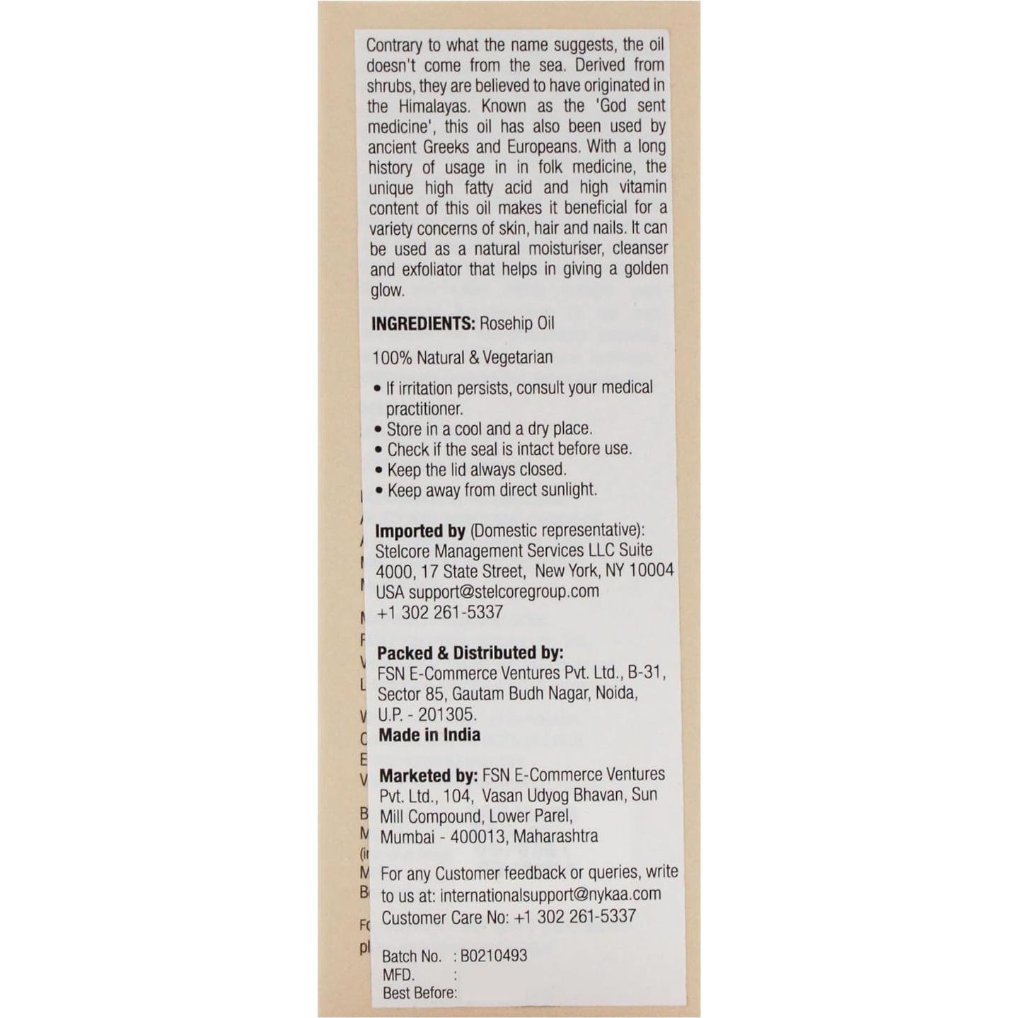 Aceite de Espino Marino Nykaa Naturals 29.57 ml - Antienvejecimiento