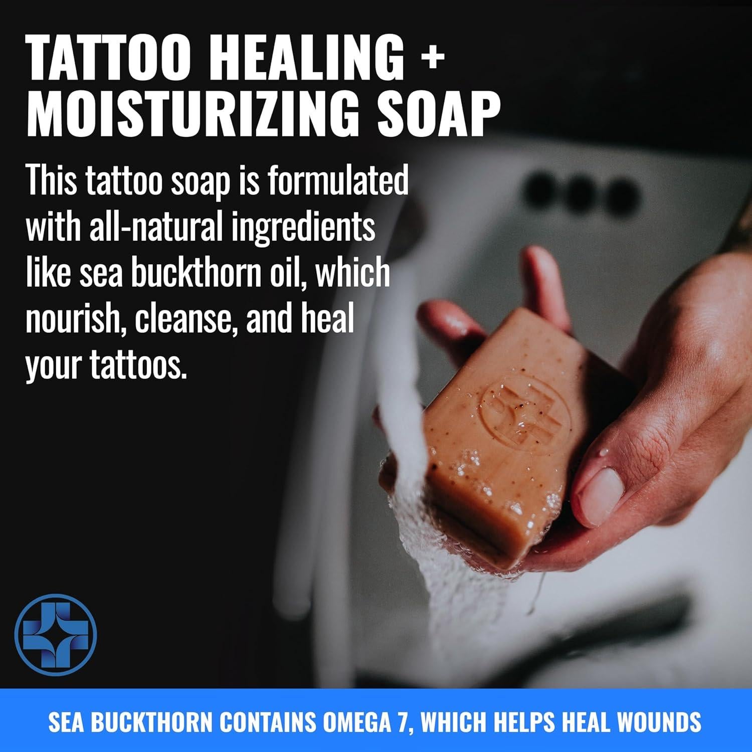 Jabón Limpiador Saniderm para Tatuajes 100g - Hidrata y Sana