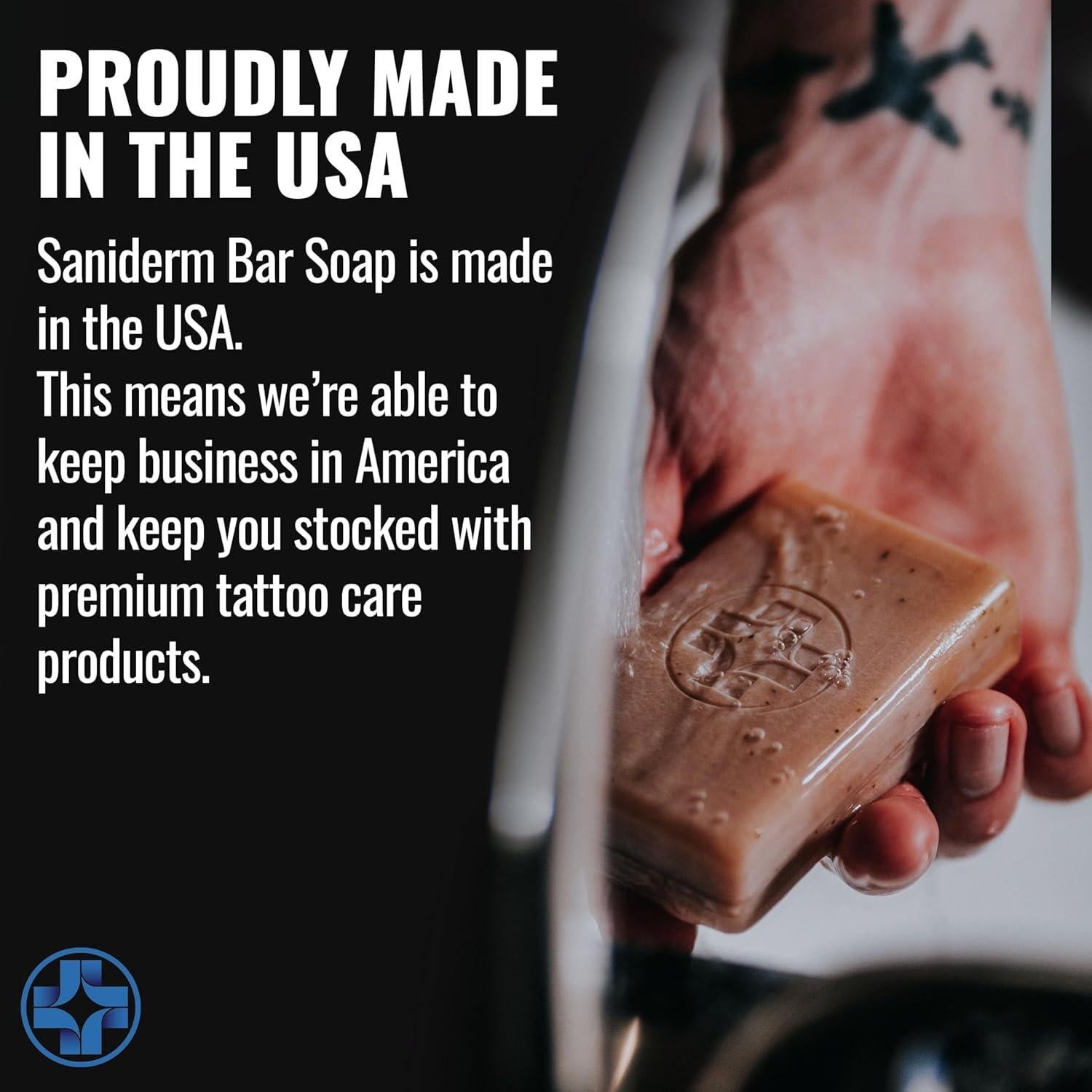 Jabón Limpiador Saniderm para Tatuajes 100g - Hidrata y Sana