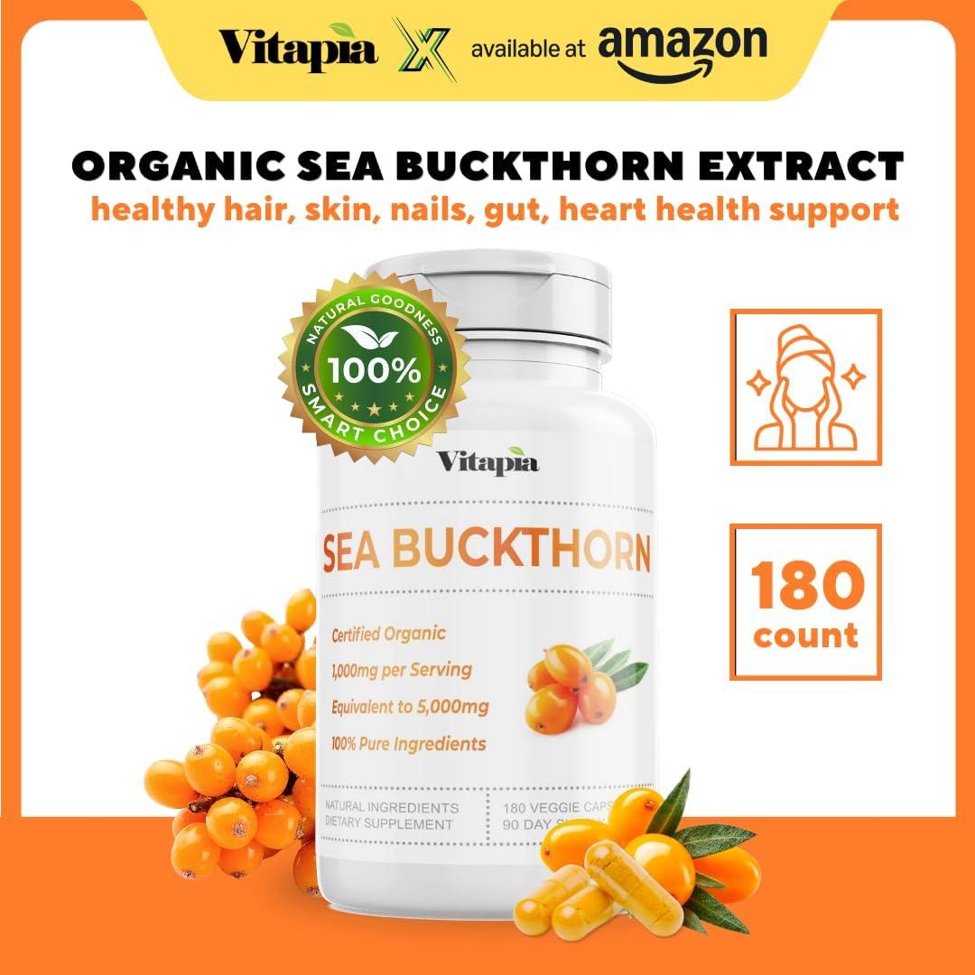 Cápsulas de Espino Marino Orgánico Vitapia 180 Unidades Omega 7 3 6 9