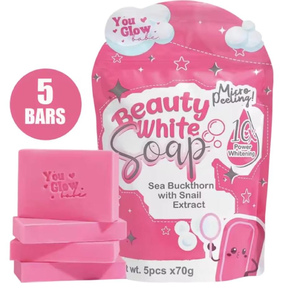 Jabón Blanco You Glow Babe - 5 Barras de 70g con Espino Marino y Caracol