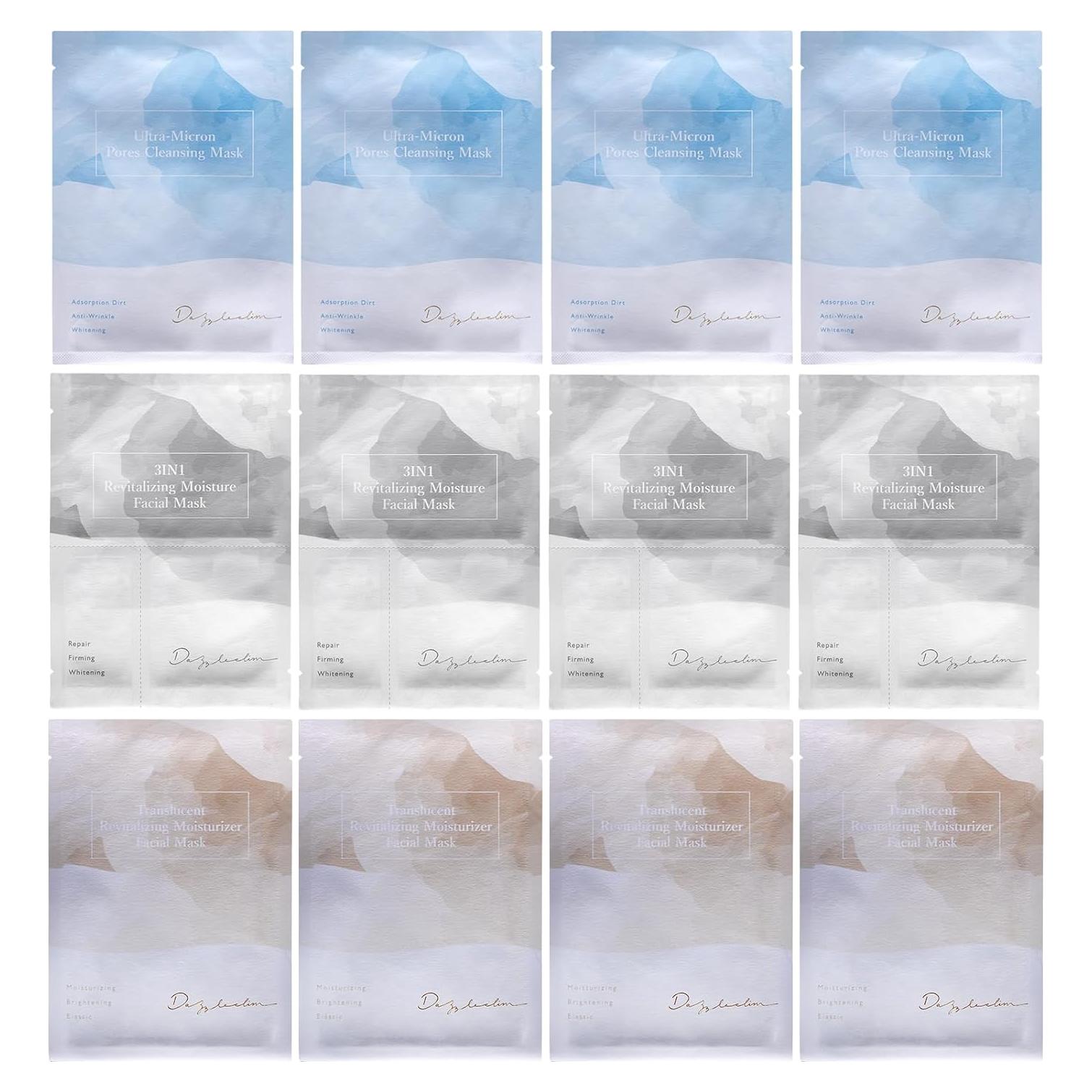 Set de 12 Mascarillas Faciales Dazzelslim - Hidratación y Limpieza