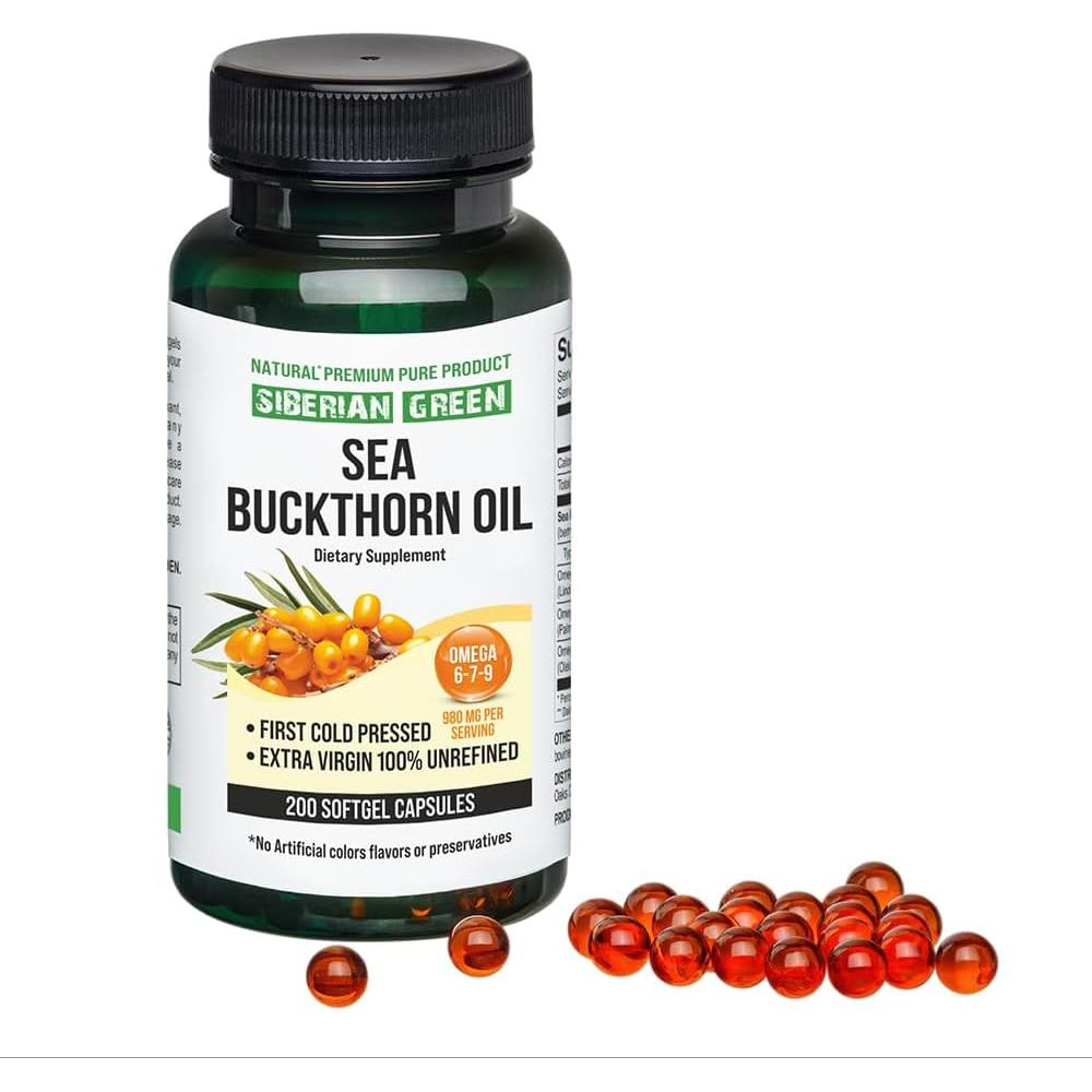 Cápsulas de Aceite de Espino Marino Siberiano 200 Unidades Omega 7
