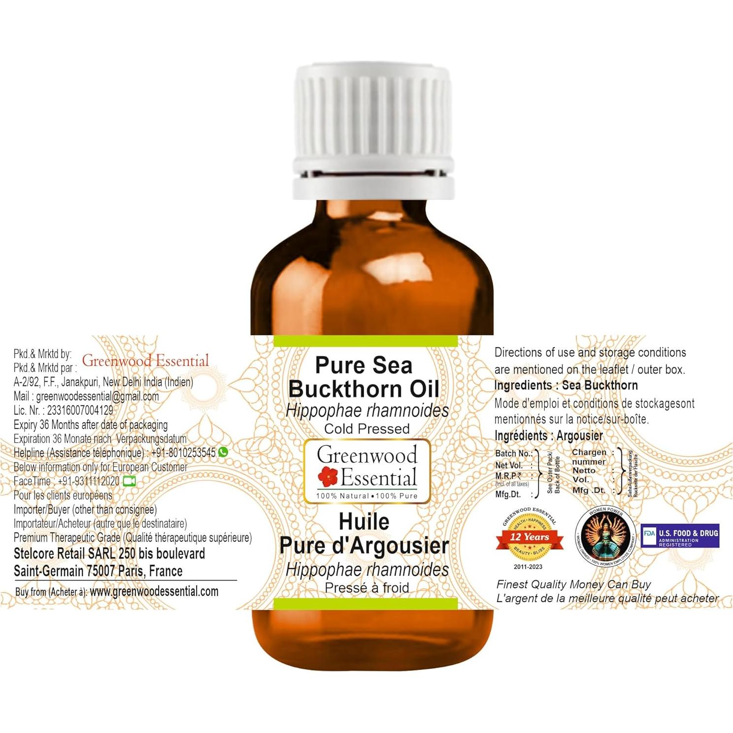 Aceite Puro de Espino Marino Greenwood 15ml - 100% Natural