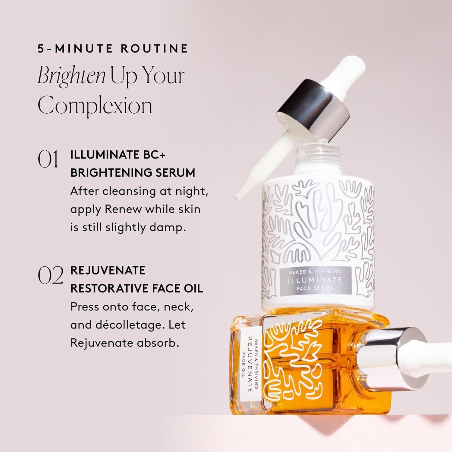 Set Dúo Iluminador Naked & Thriving: Suero 30 mL + Aceite 35 mL