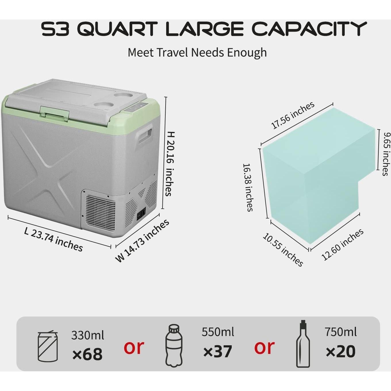 Alpicool X50 Nevera Portátil 12V 50.1L para Camping y Pesca