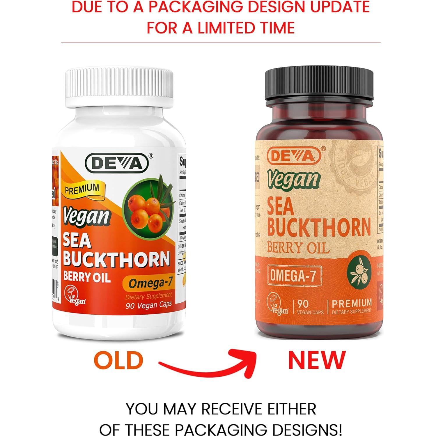 Cápsulas de Aceite de Espino Marino DEVA 90 Unidades Veganas