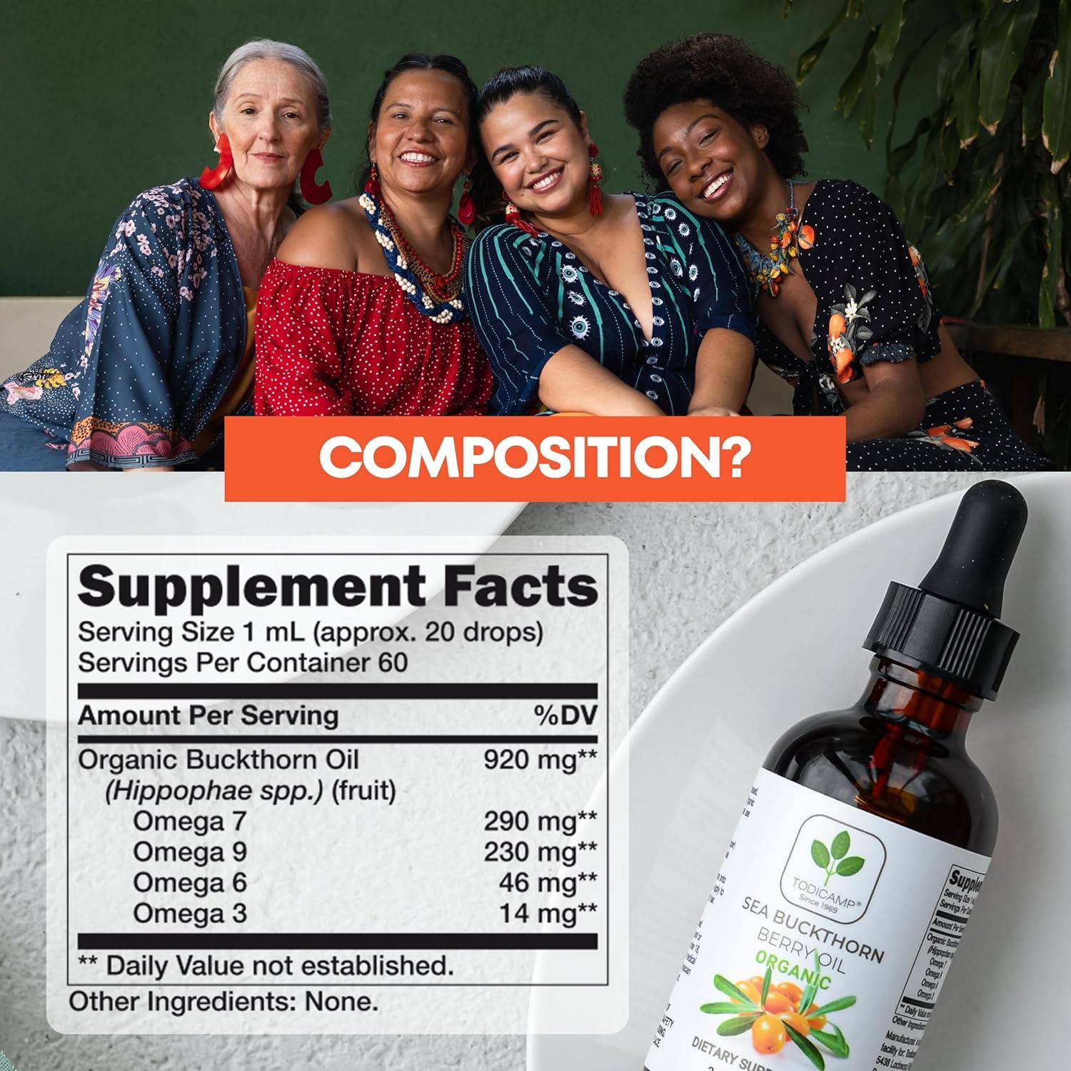 Aceite de Espino Marino Orgánico Todicamp 60 ml - Suplemento Nutricional