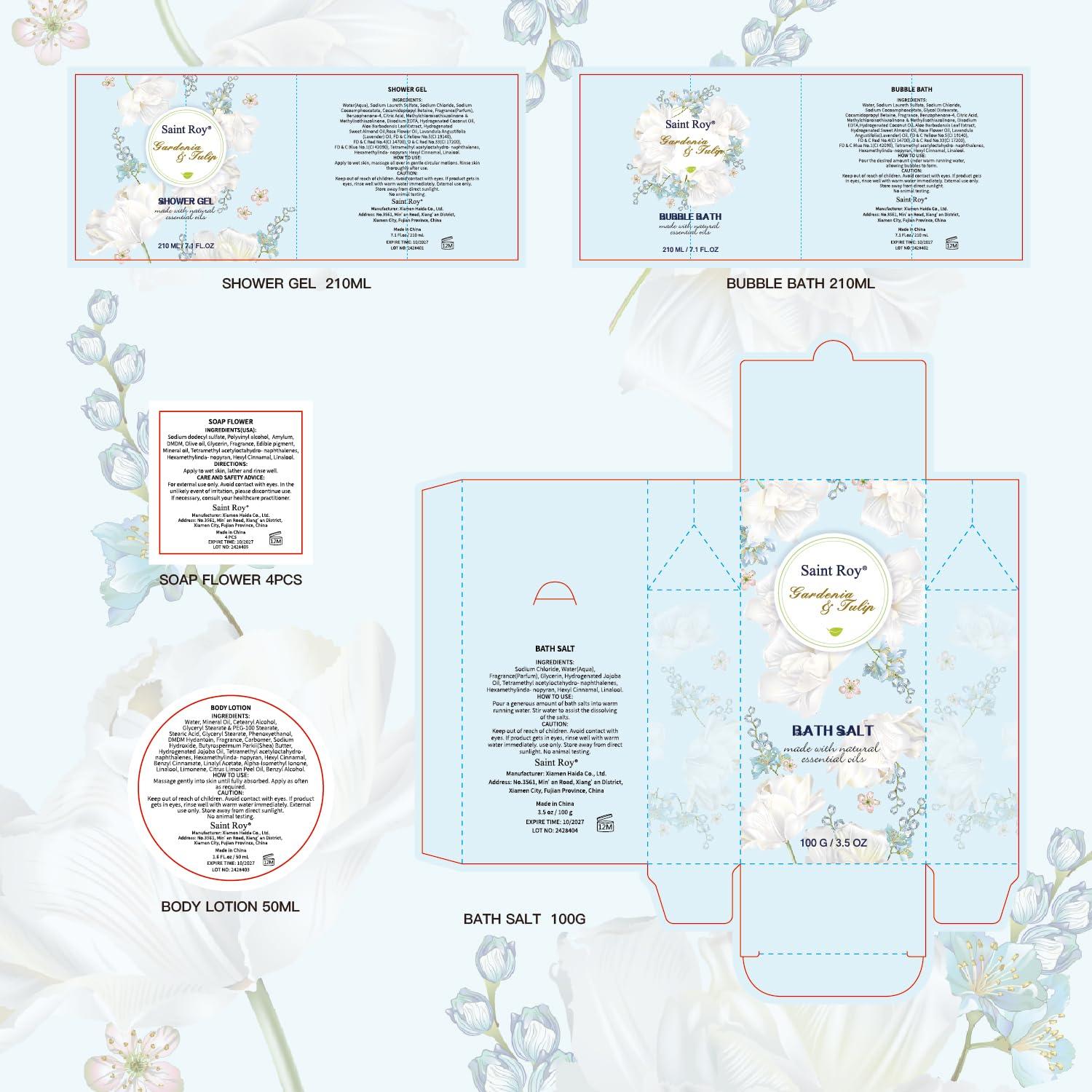 Set de Spa de Lujo Saint Roy con Fragancia Gardenia y Tulipán 11Pcs