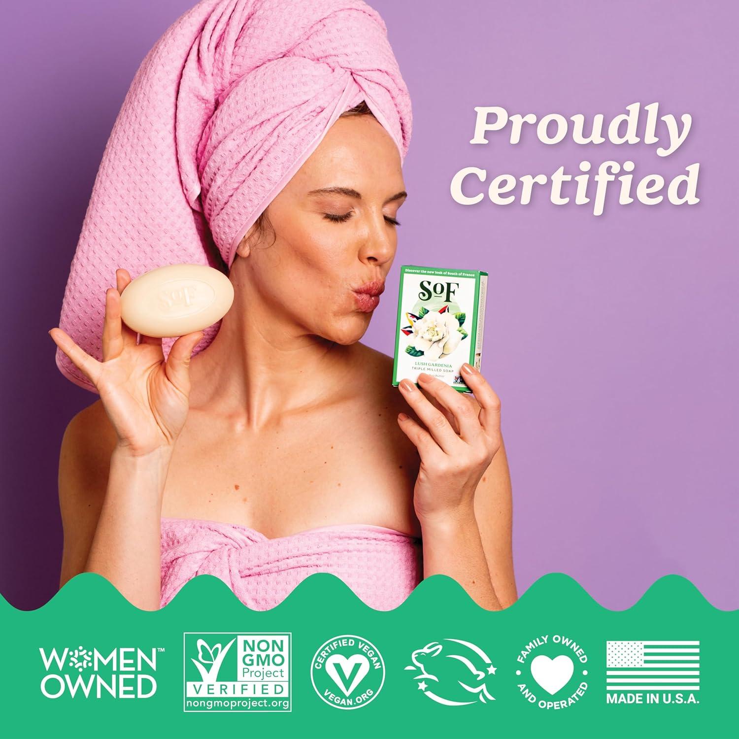 Jabón en Barra SoF Gardenia Lujosa - 170 g x 6 Unidades - Vegano