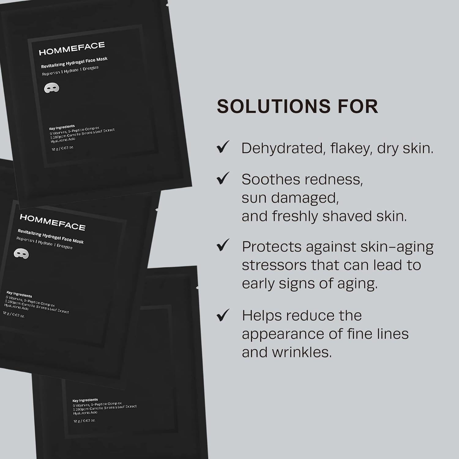 Mascarillas Faciales Hidrogel HommeFace para Hombres - 5 Unidades