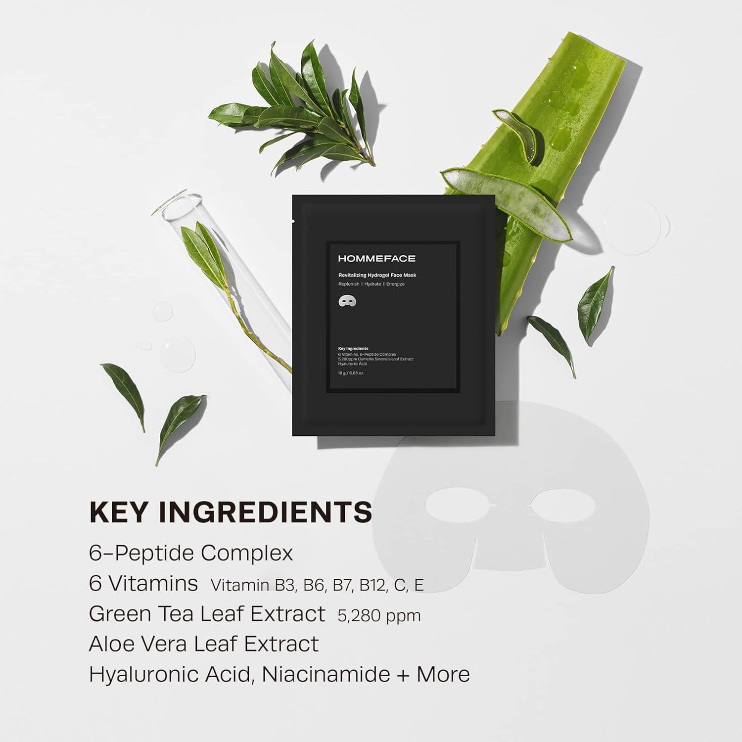 Mascarillas Faciales Hidrogel HommeFace para Hombres - 5 Unidades