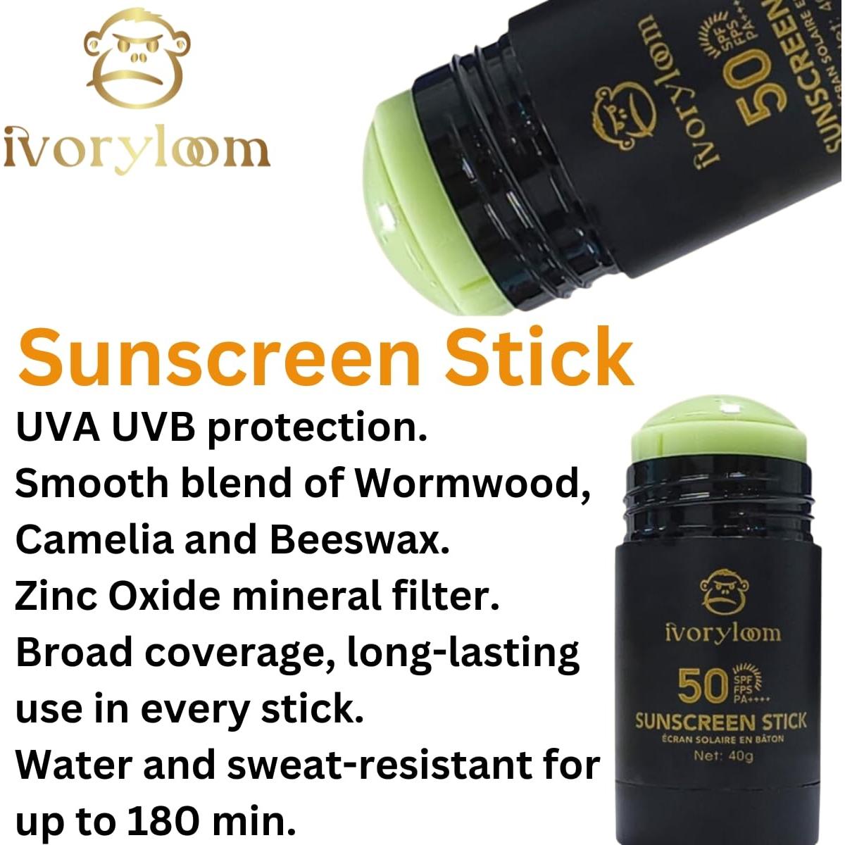 Protector Solar Bastón Ivoryloom SPF 50 - 40g | Orgánico