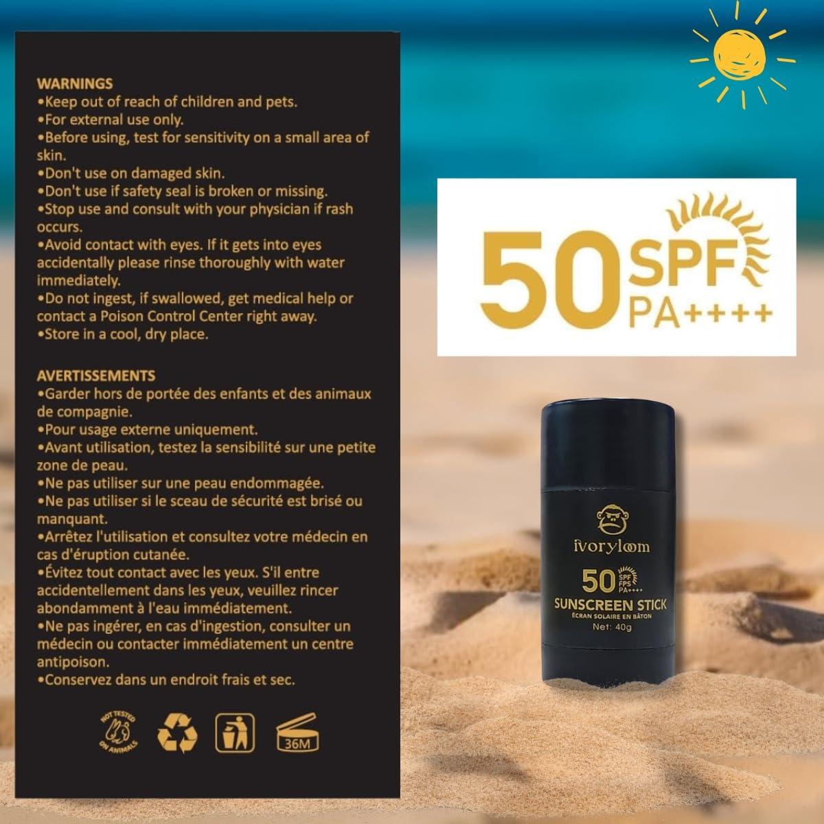 Protector Solar Bastón Ivoryloom SPF 50 - 40g | Orgánico