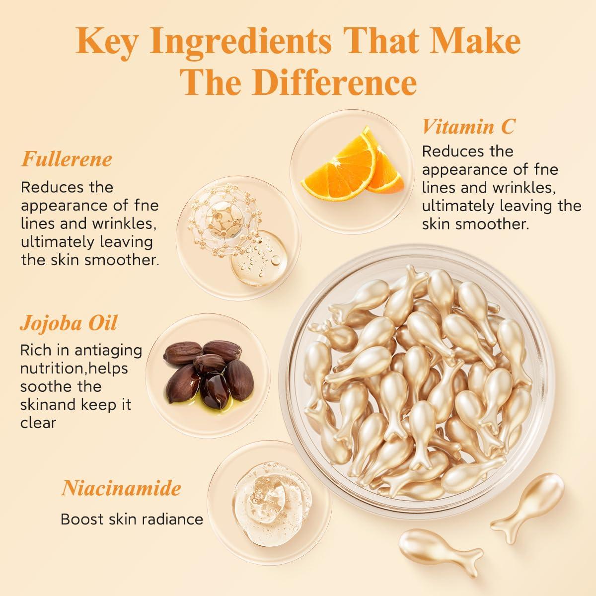 Suero Facial Anti-Envejecimiento HKH - 76 Cápsulas Vitamina C