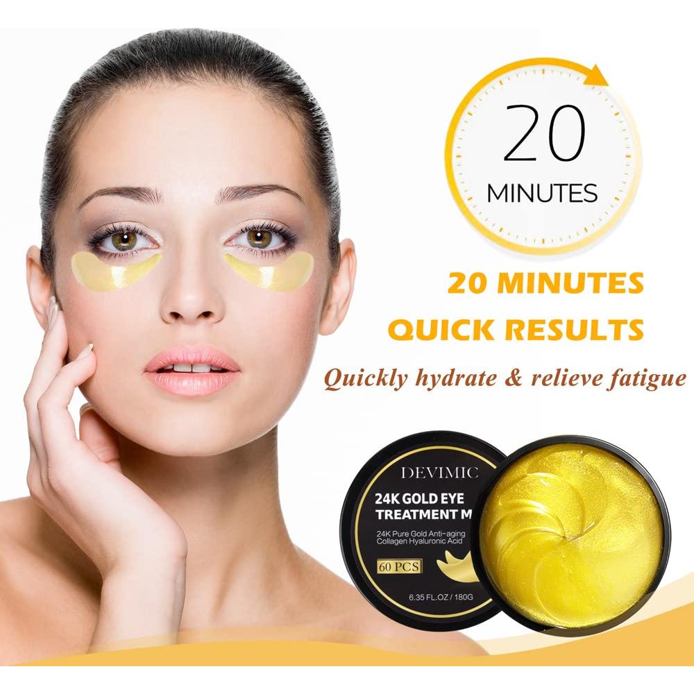 Mascarilla de Ojos de Oro 24K Devimic - 30 Pares Hidratantes