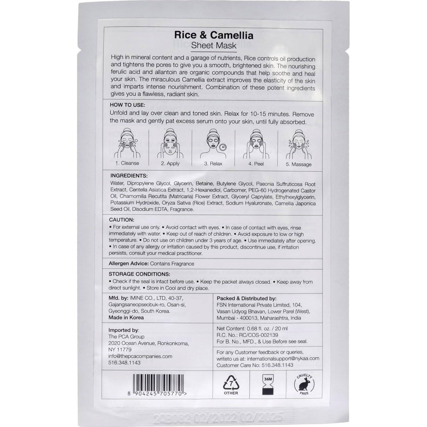 Mascarilla Facial Hidratante Nykaa Naturals Arroz Camelia 19g