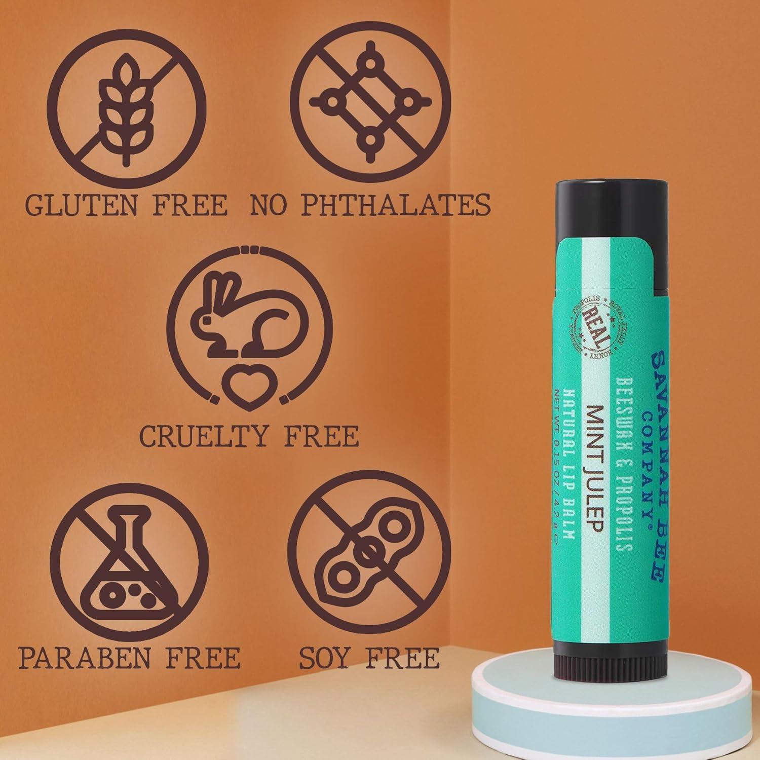 Bálsamo Labial Orgánico Savannah Bee Company Menta Julep 4 Unidades