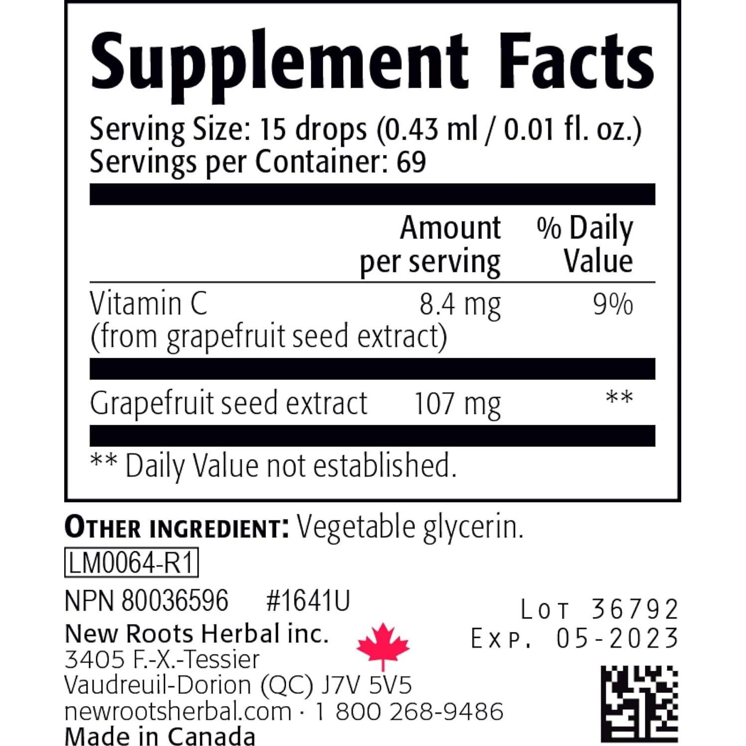 Extracto de Semilla de Pomelo New Roots Herbal 30ml - Salud General