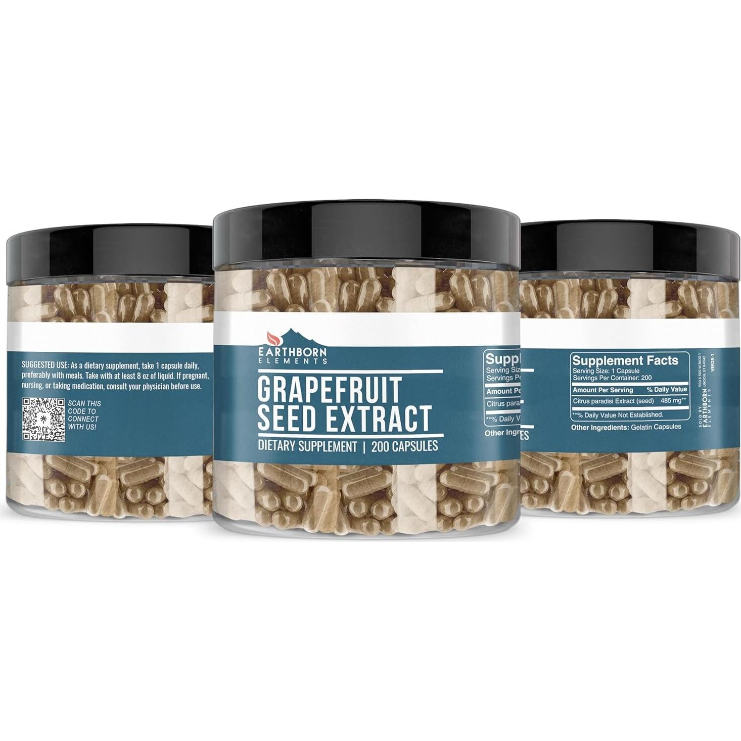 Extracto de Semilla de Pomelo Earthborn Elements 600 mg 200 Cápsulas