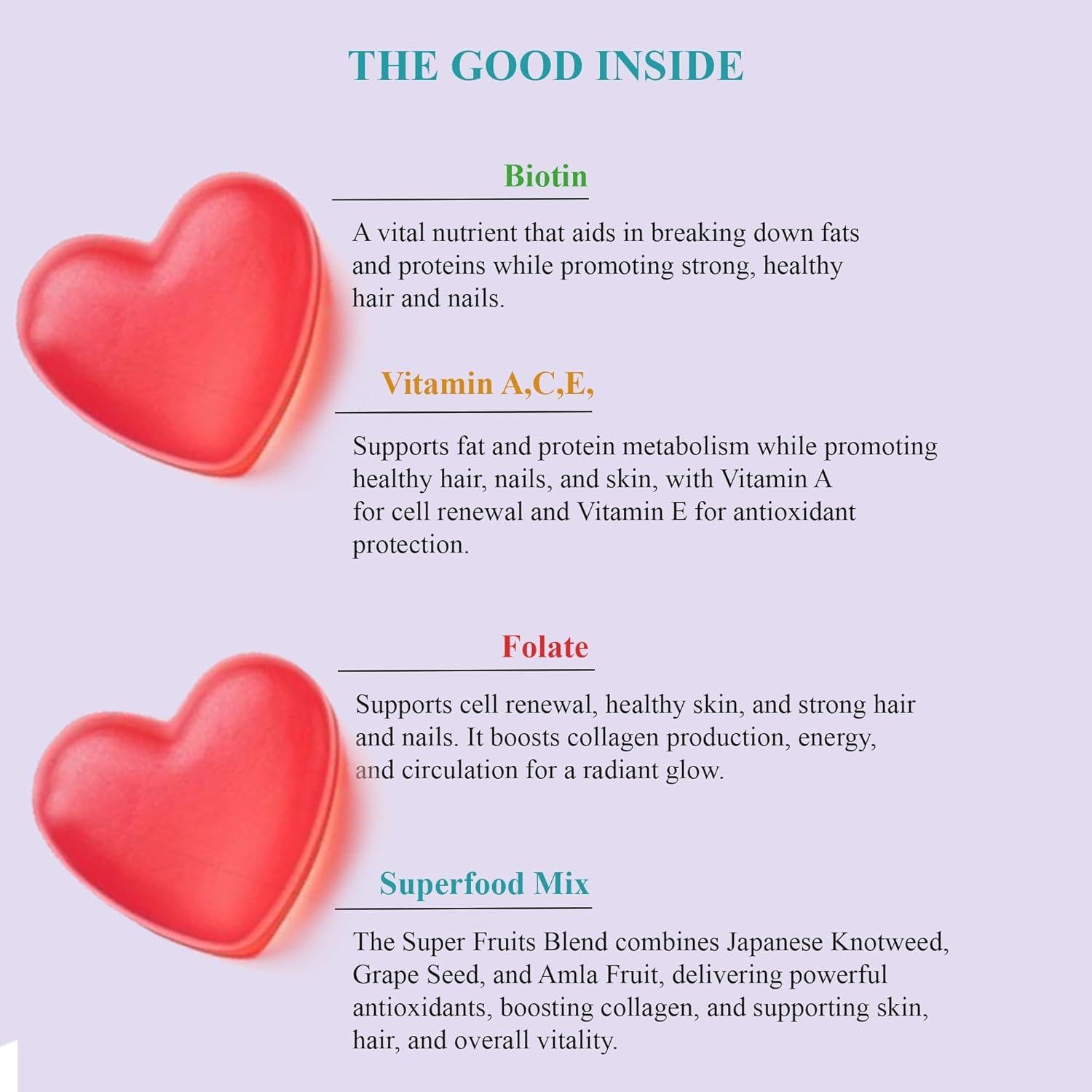 Gomas de Belleza Veganas Hey Honey para Piel, Cabello y Uñas - 60 Unidades