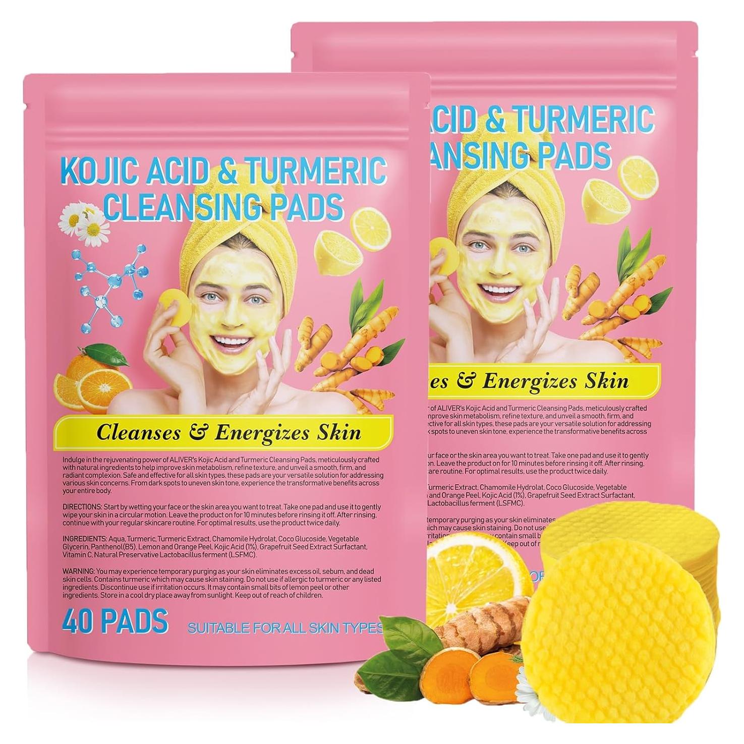 Discos Limpiadores Ácido Kójico y Cúrcuma Akeeronn 80 Piezas