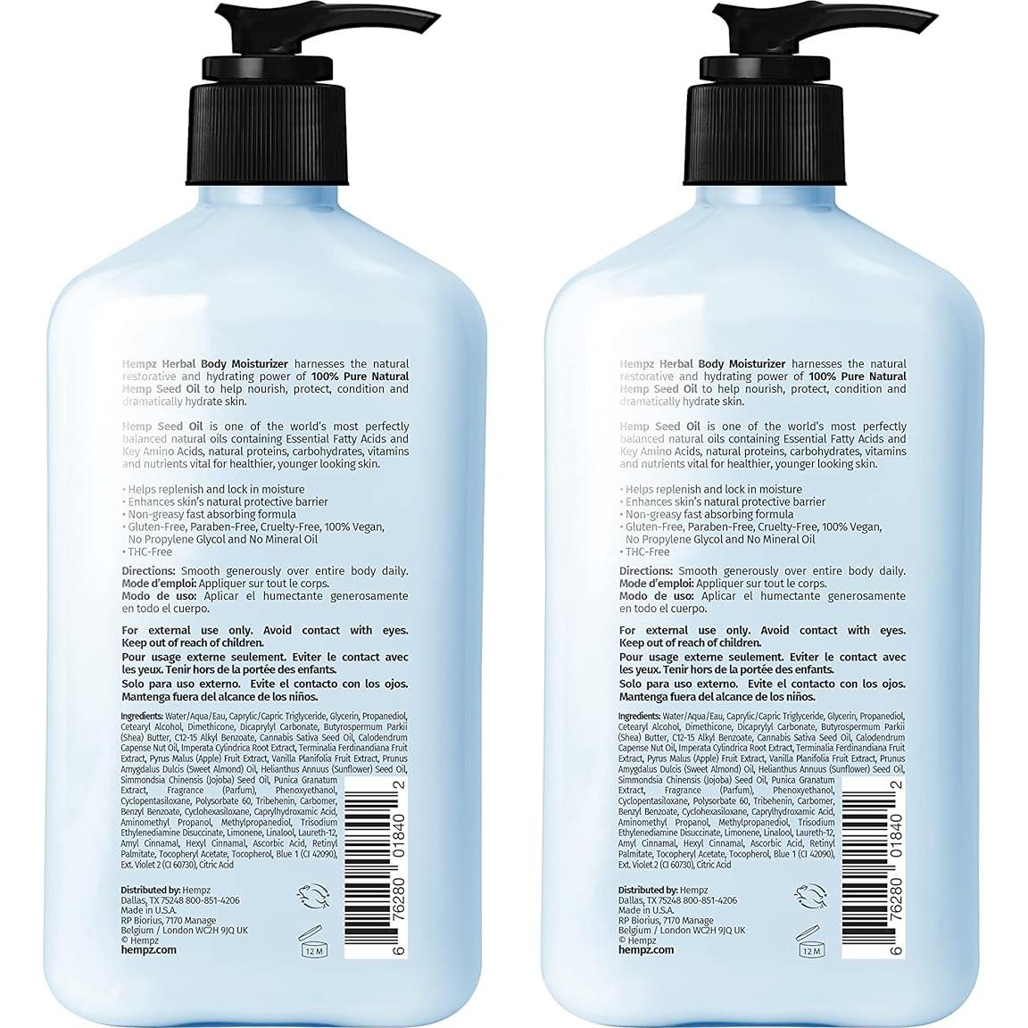 Crema Corporal Batida Herbal Hempz 500 ml - Paquete de 2