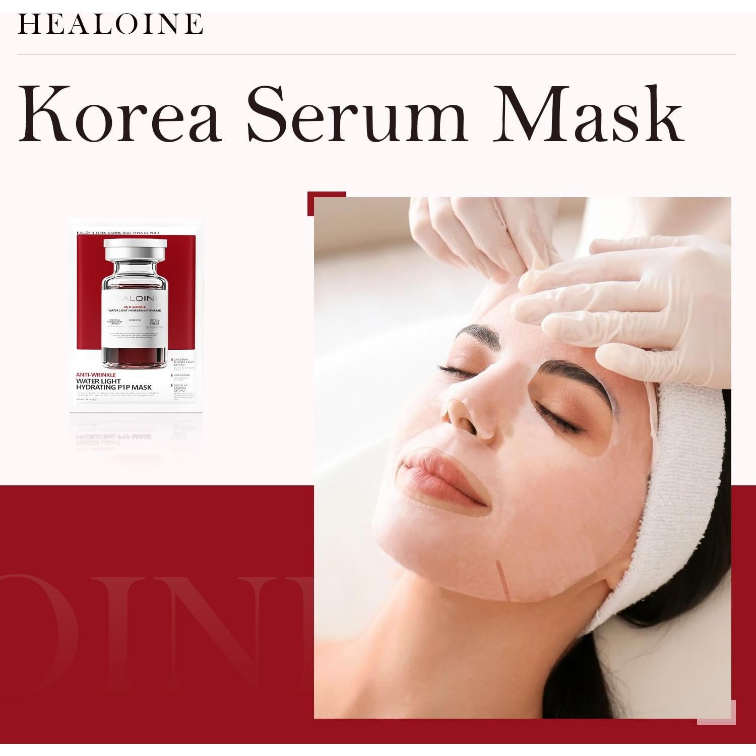 10 Máscaras Faciales de Suero HEALOINE Colágeno Hidratante 30g