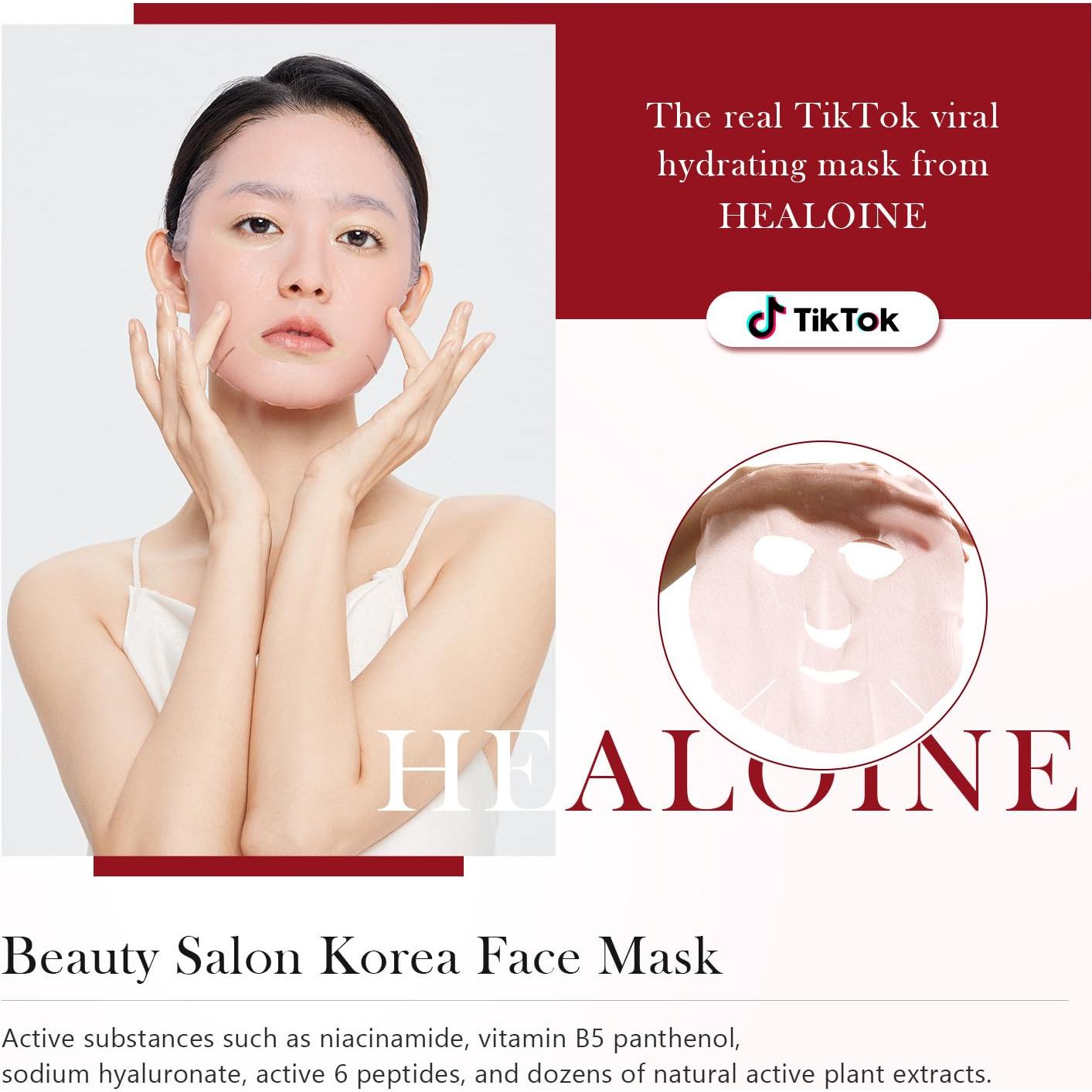 10 Máscaras Faciales de Suero HEALOINE Colágeno Hidratante 30g