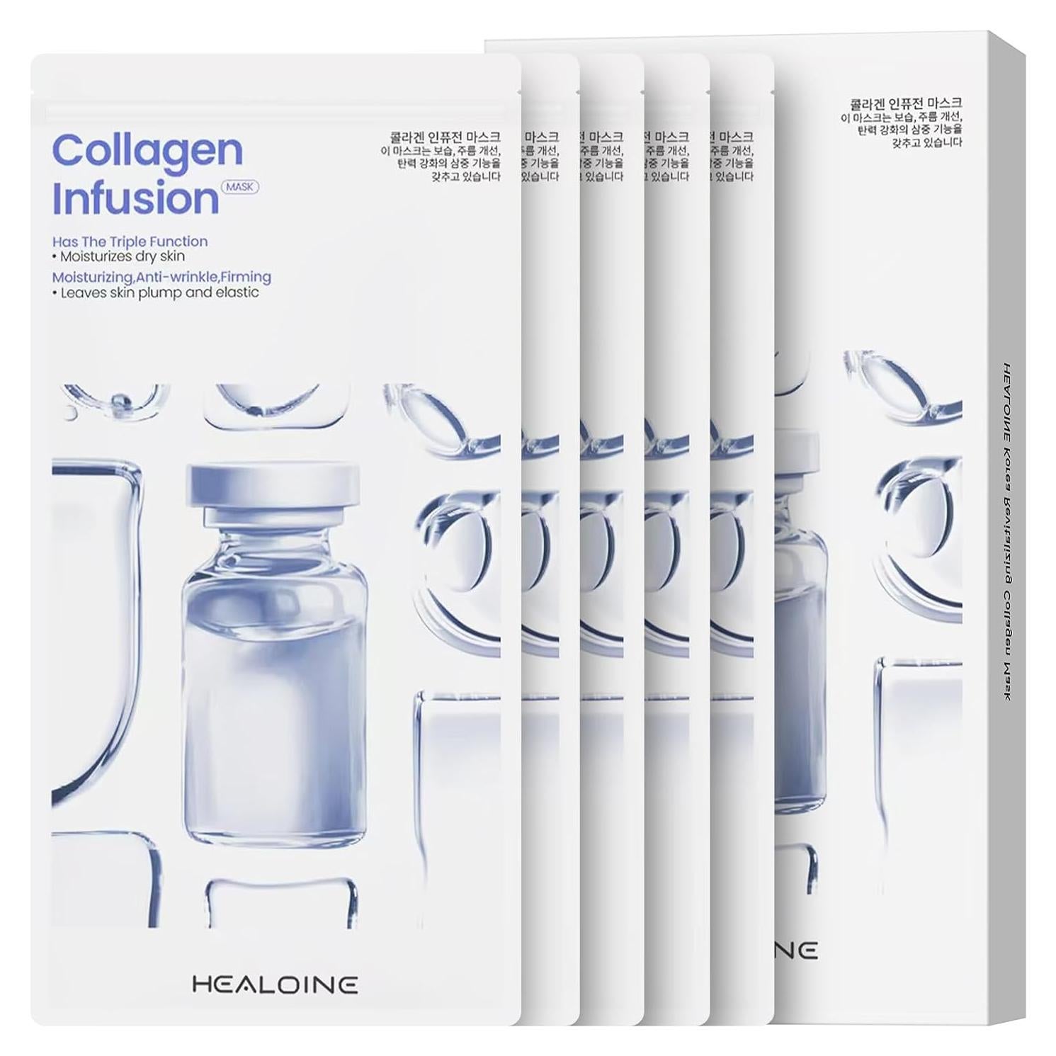 Máscara Facial Bio-Colágeno HEALOINE Hidratante Noche 5 Unidades