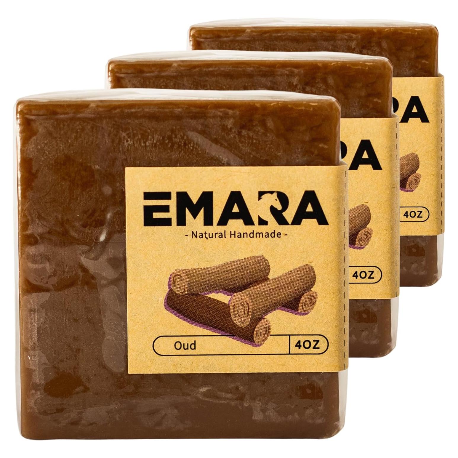 Jabón Natural Emara 100% Vegano Oud - Paquete de 3 x 113g