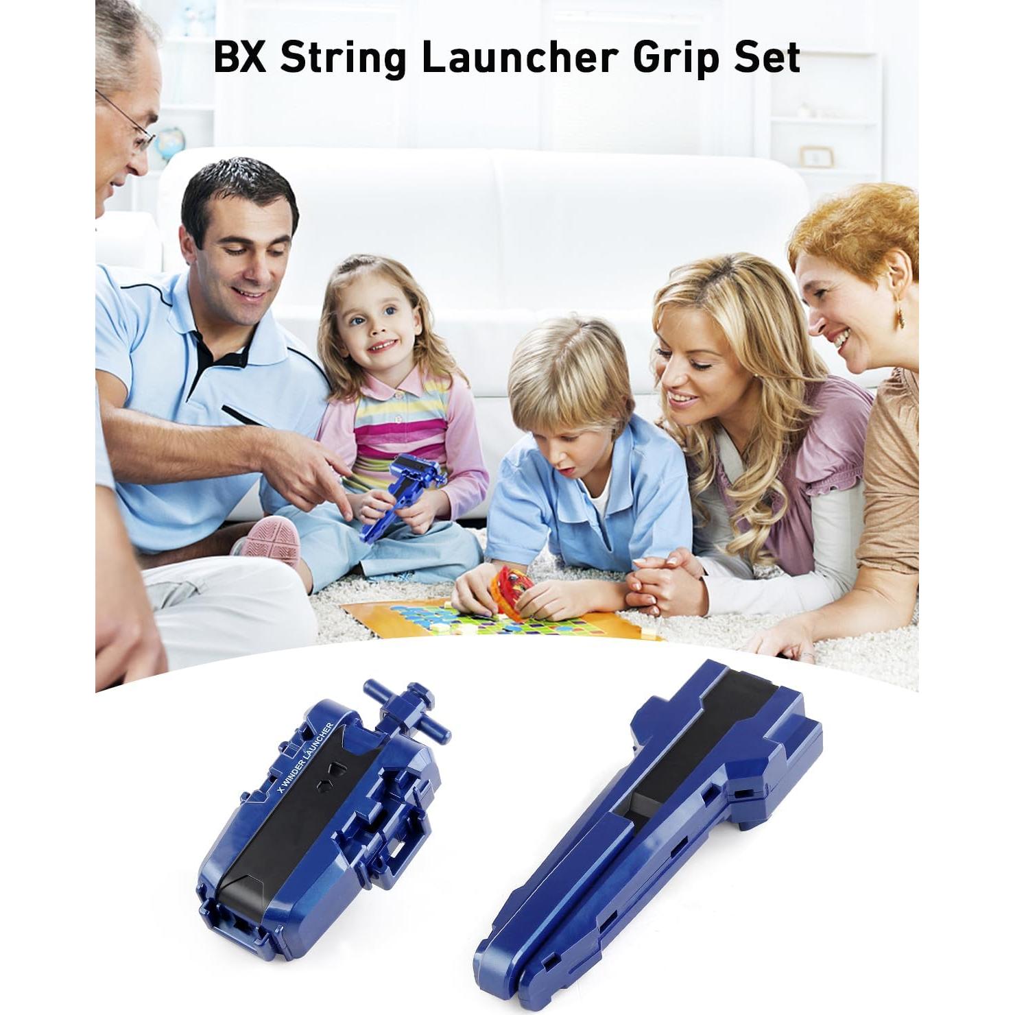 Bey Battling Tops Blade Burst X Launcher and Grip, BX String Launcher Right Spin String Launcher Grip DB Layer System Compatible with BX Bey Burst Series (Blue)
