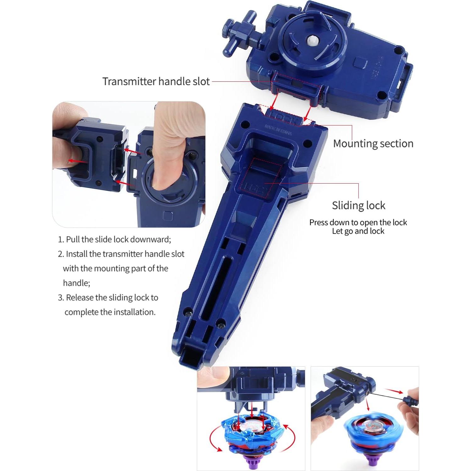 Bey Battling Tops Blade Burst X Launcher and Grip, BX String Launcher Right Spin String Launcher Grip DB Layer System Compatible with BX Bey Burst Series (Blue)
