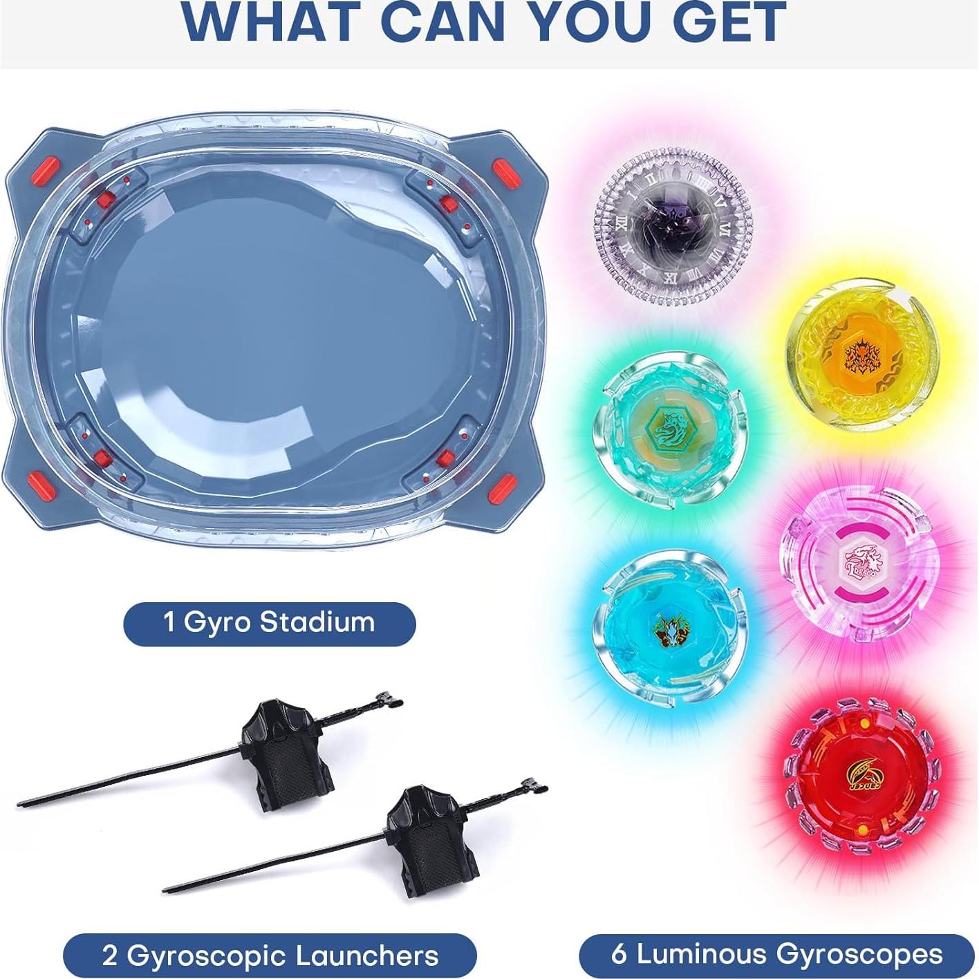 Juego de Peonzas Light Ignite BUPASAK con Estadio y Lanzadores