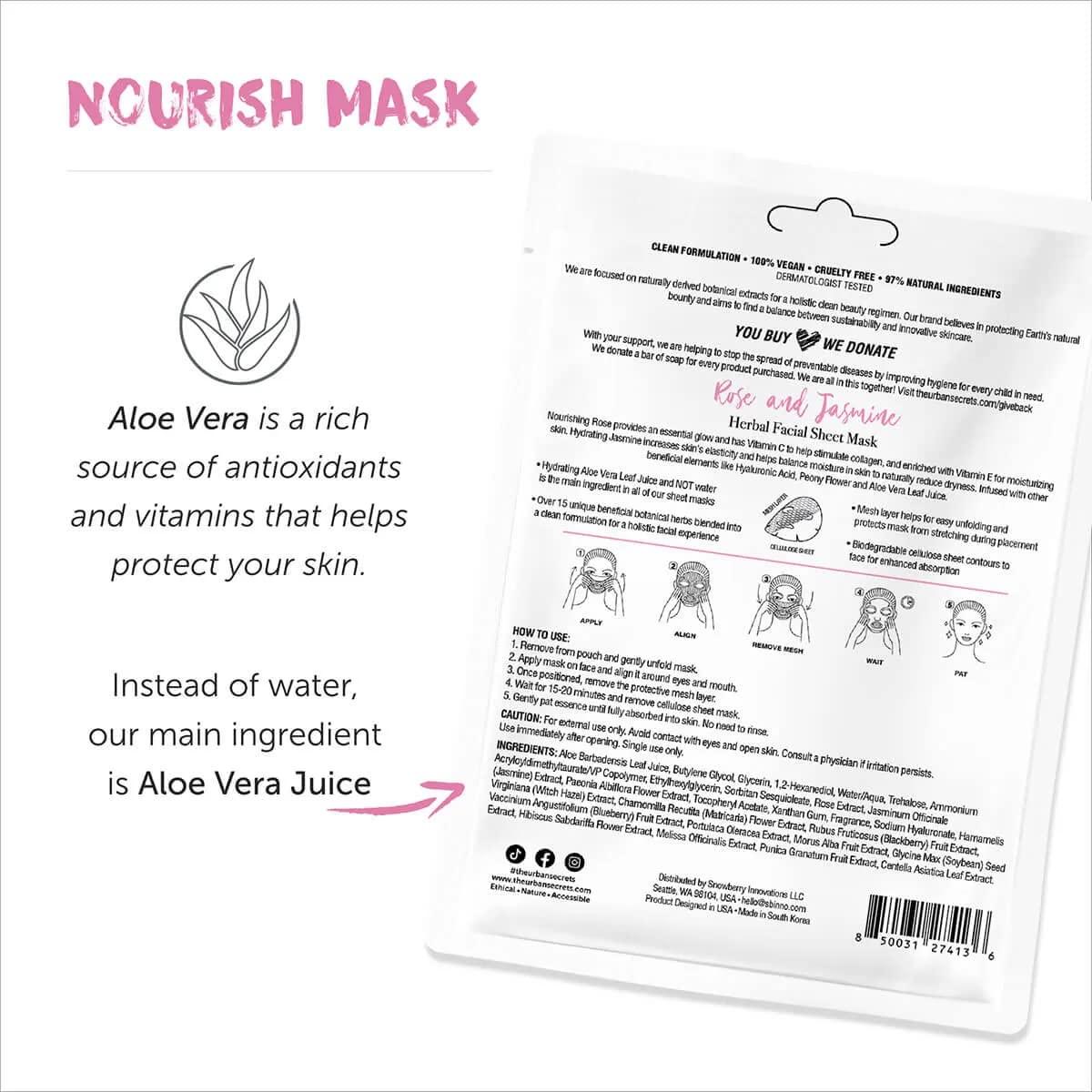 Paquete de 5 Máscaras Faciales Urban Secrets 25g 2 en 1