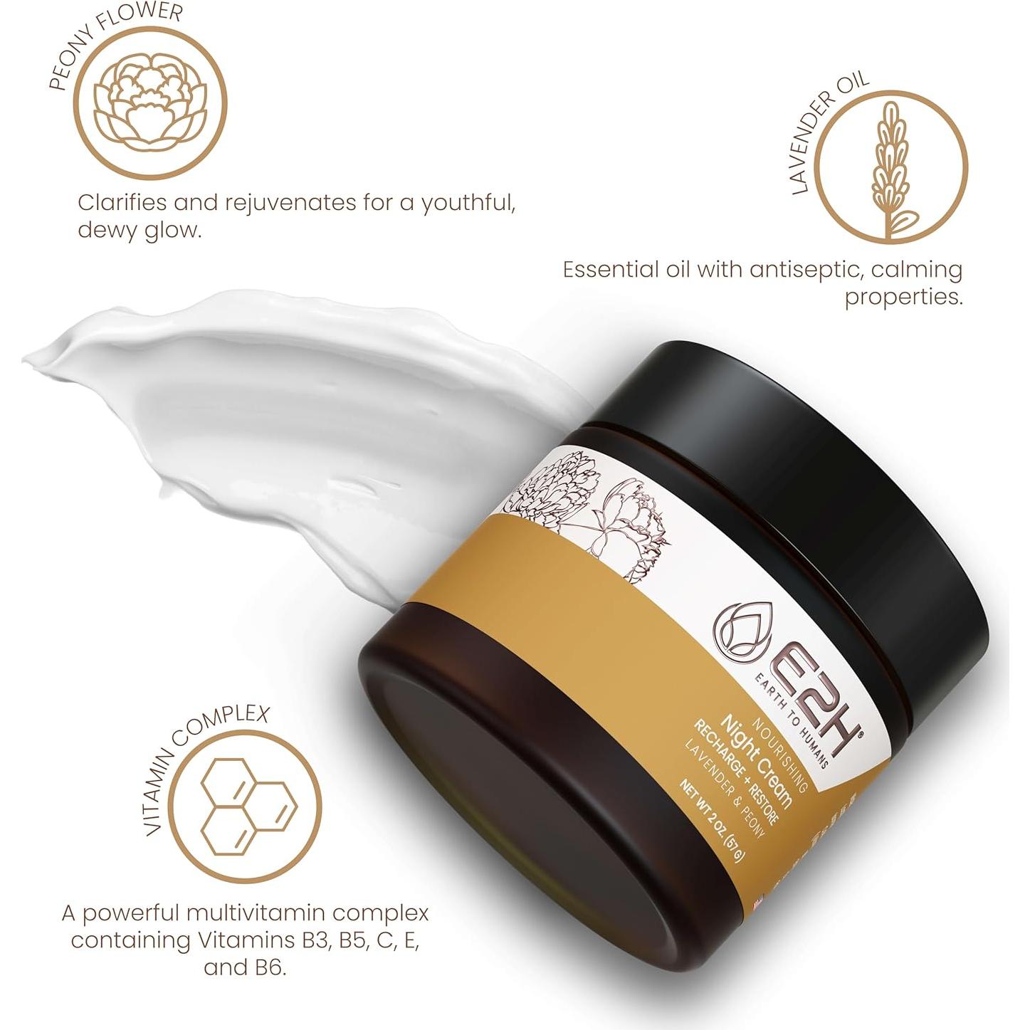 Crema Nocturna Nutritiva E2H con Lavanda y Peonía 167g