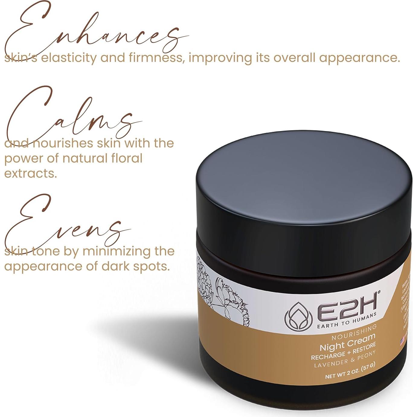 Crema Nocturna Nutritiva E2H con Lavanda y Peonía 167g