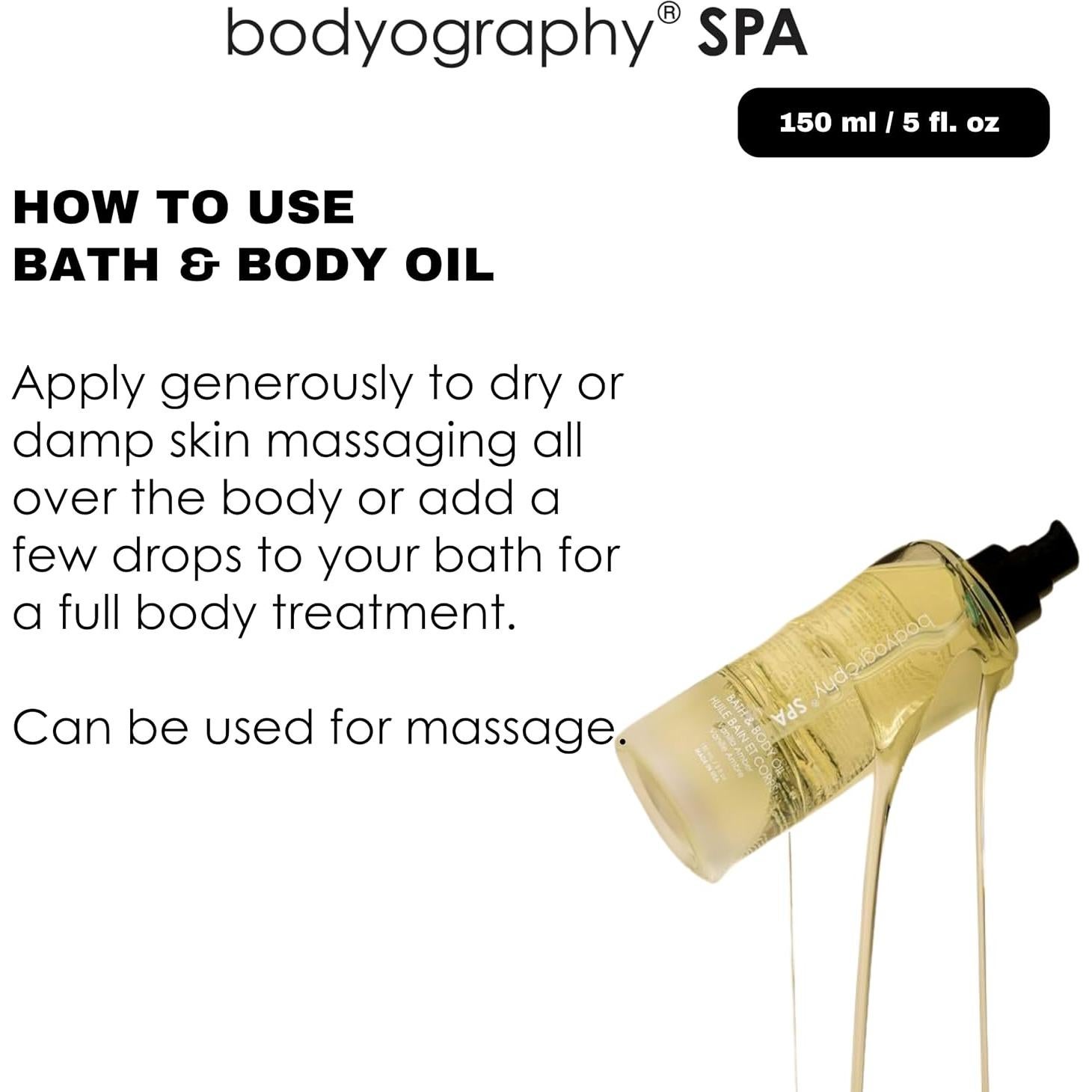 Aceite Corporal y de Baño Bodyography Spa 118 ml - Ámbar de Vainilla