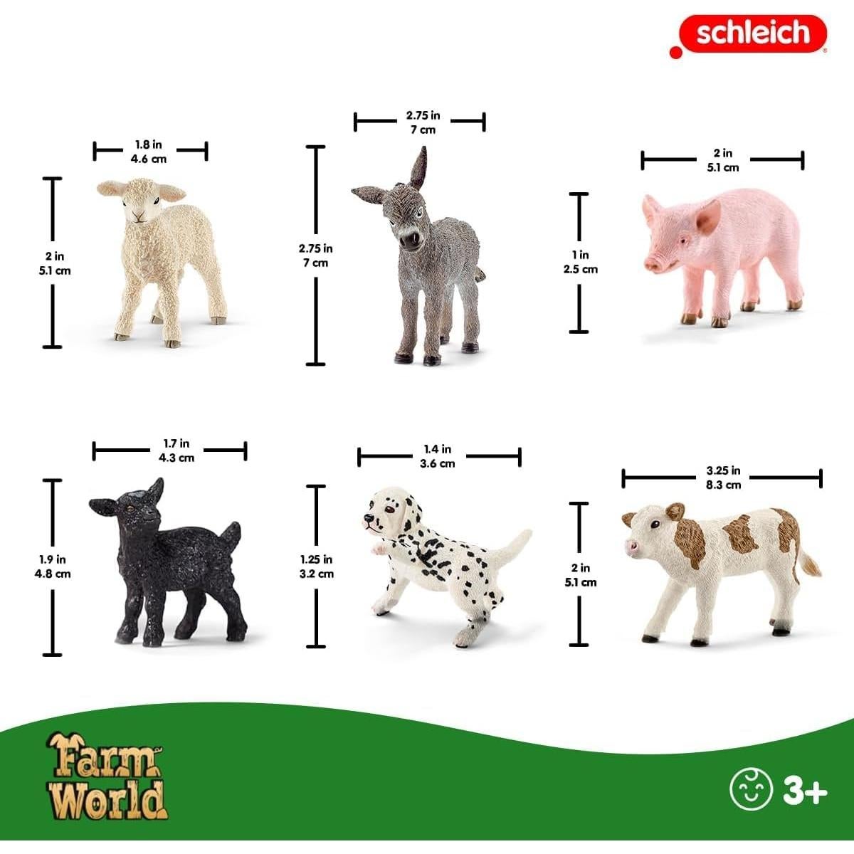 Set de Juego Schleich Granja - 6 Animales Realistas para Niños