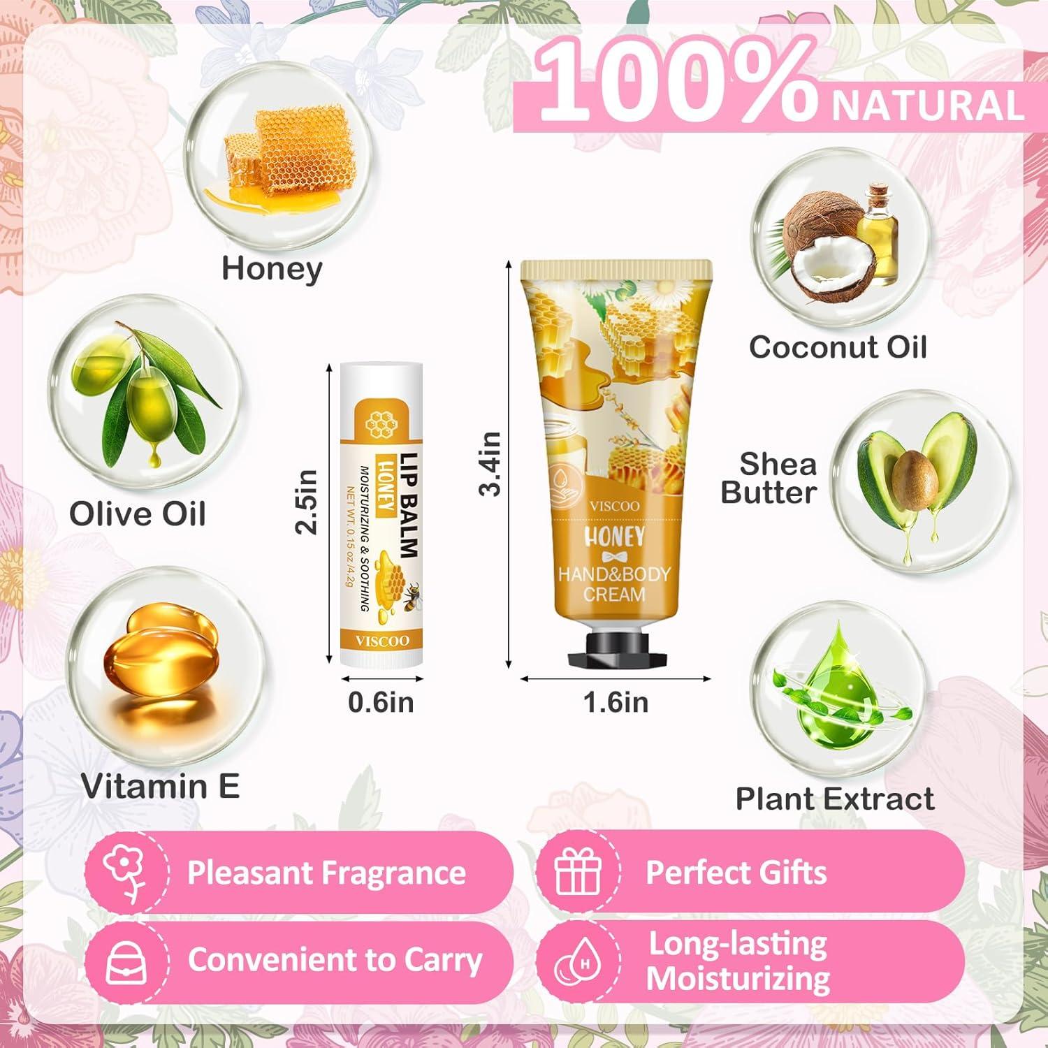 Set de Regalo Crema de Manos y Bálsamo Labial VISCOO - 4 Piezas