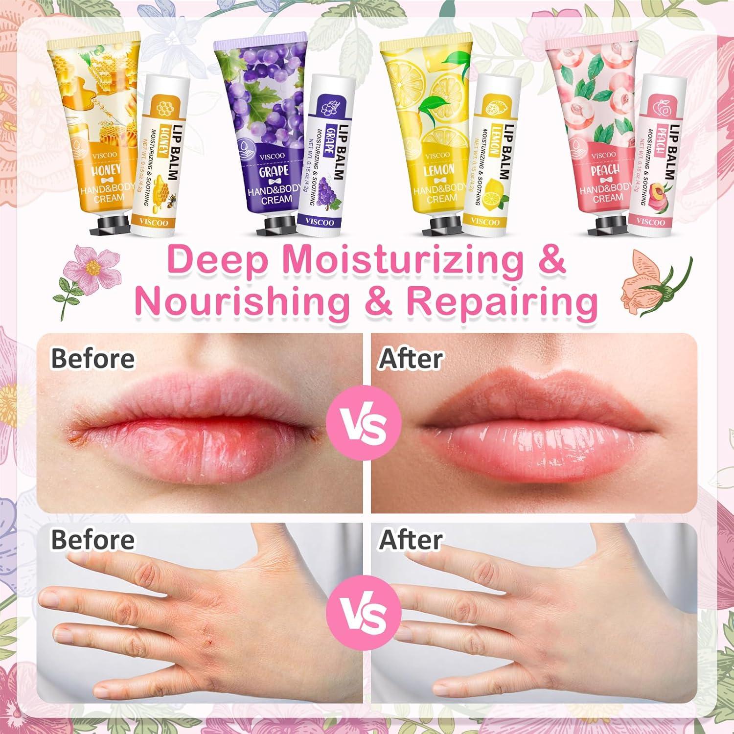 Set de Regalo Crema de Manos y Bálsamo Labial VISCOO - 4 Piezas