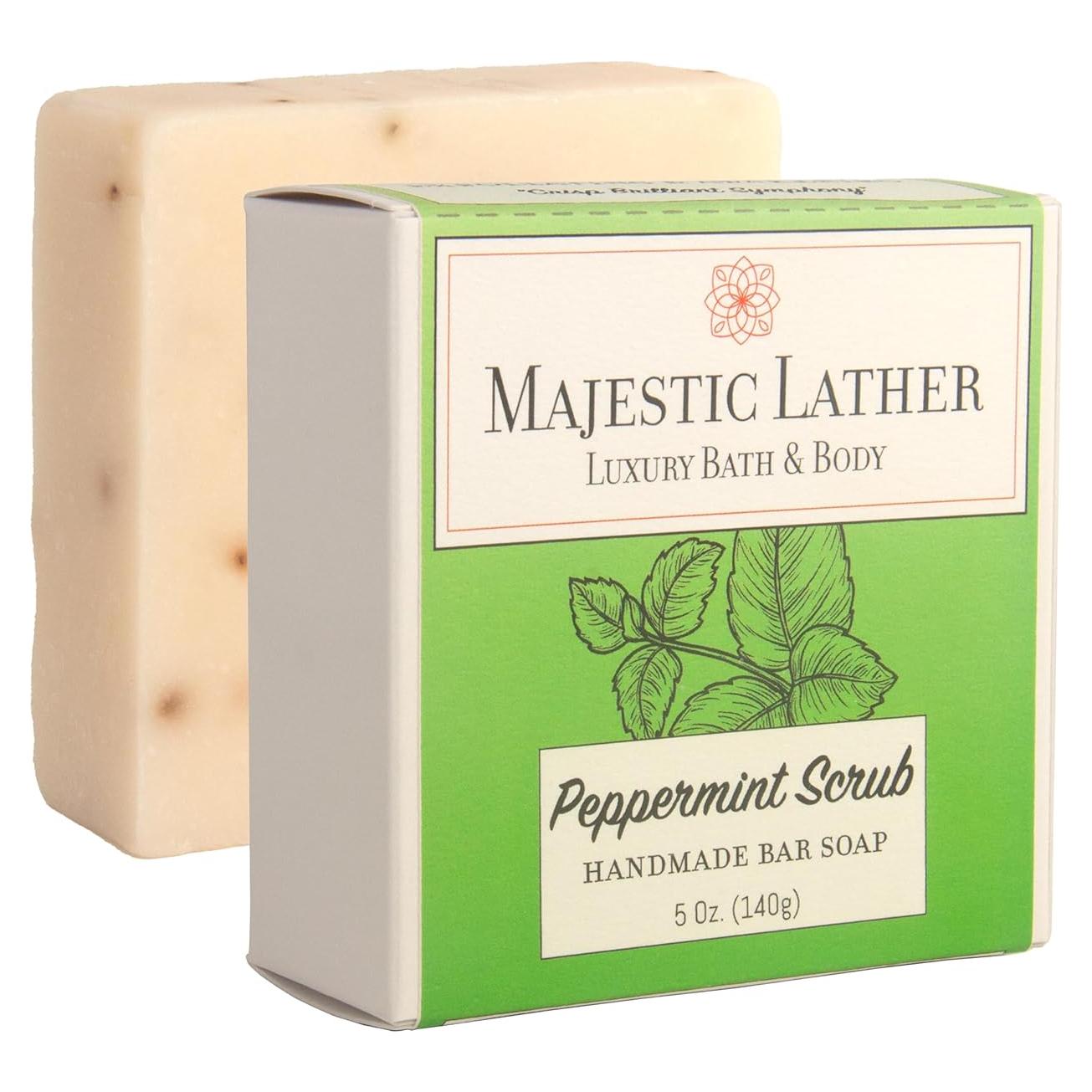 Jabón Exfoliante de Menta Majestic Lather 141.75 g - Hidratante