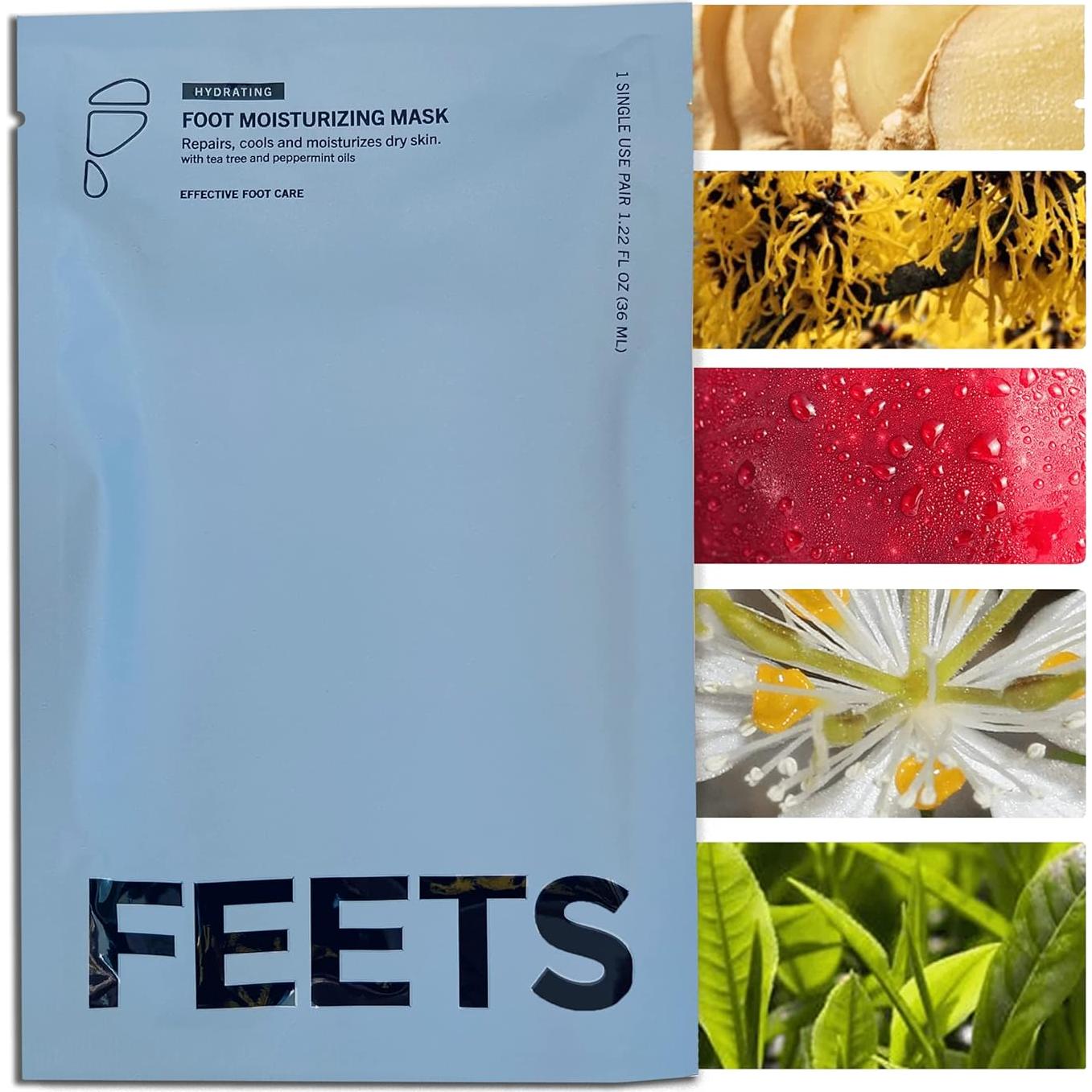 Mascarilla Hidratante para Pies FEETS - 3 Pack, Aceite de Árbol de Té y Menta