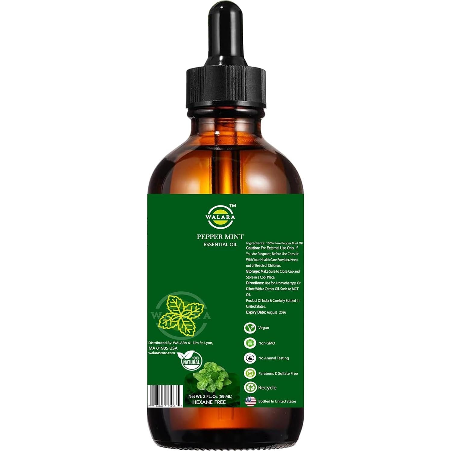 Aceite Esencial de Menta Peper 60 ml 100% Puro para Aromaterapia