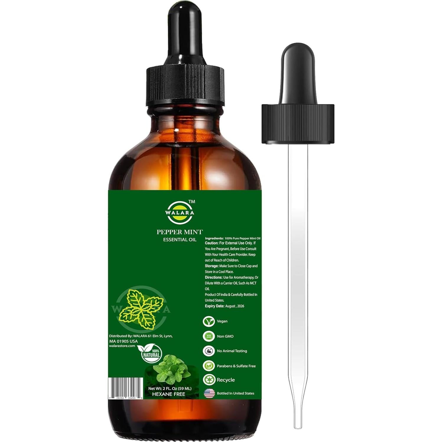 Aceite Esencial de Menta Peper 60 ml 100% Puro para Aromaterapia