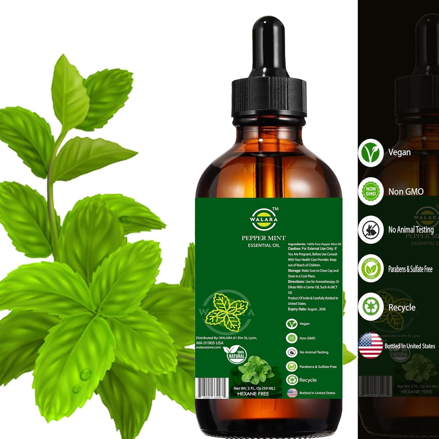 Aceite Esencial de Menta Peper 60 ml 100% Puro para Aromaterapia